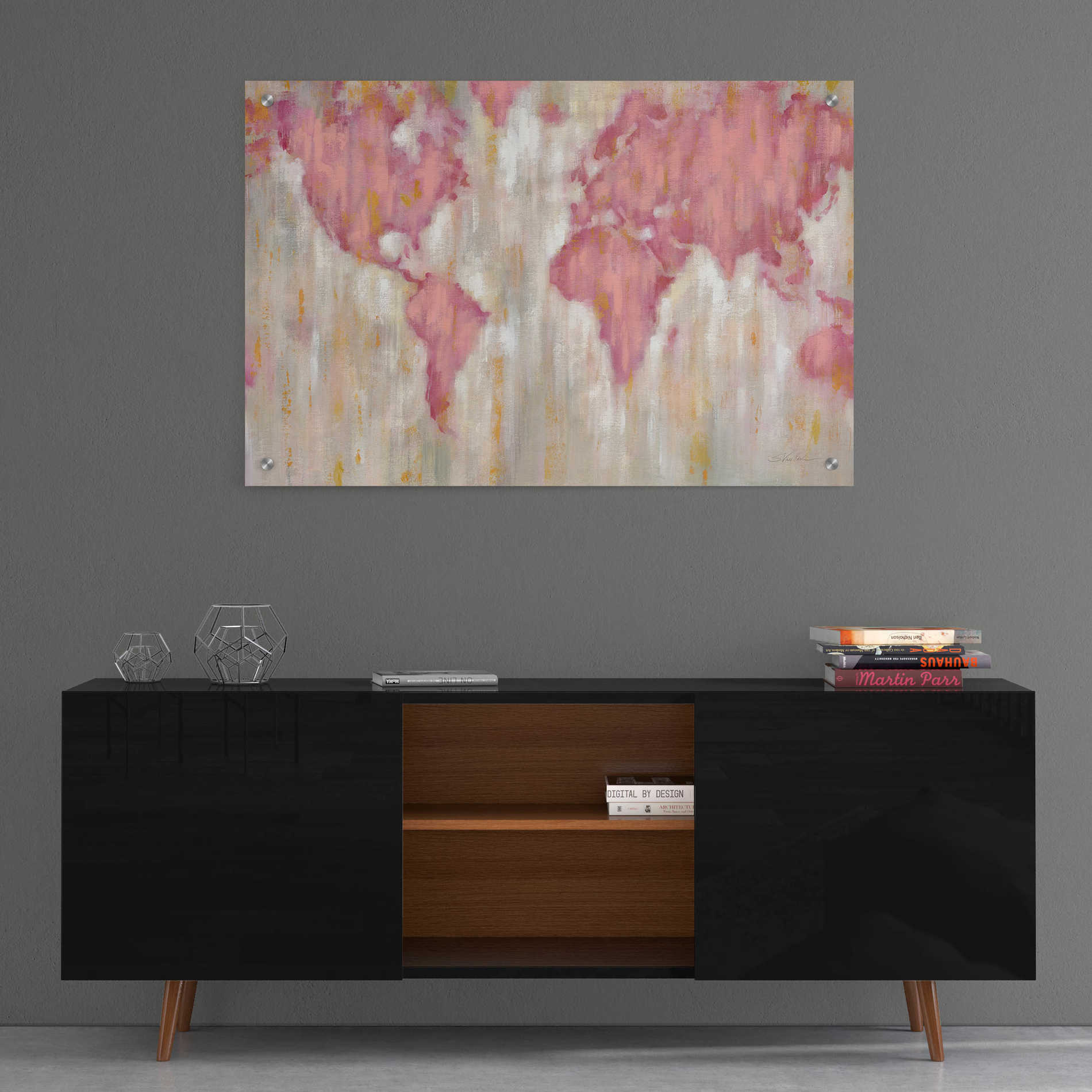 Epic Art 'Blush World Map' by Silvia Vassileva, Acrylic Glass Wall Art,36x24