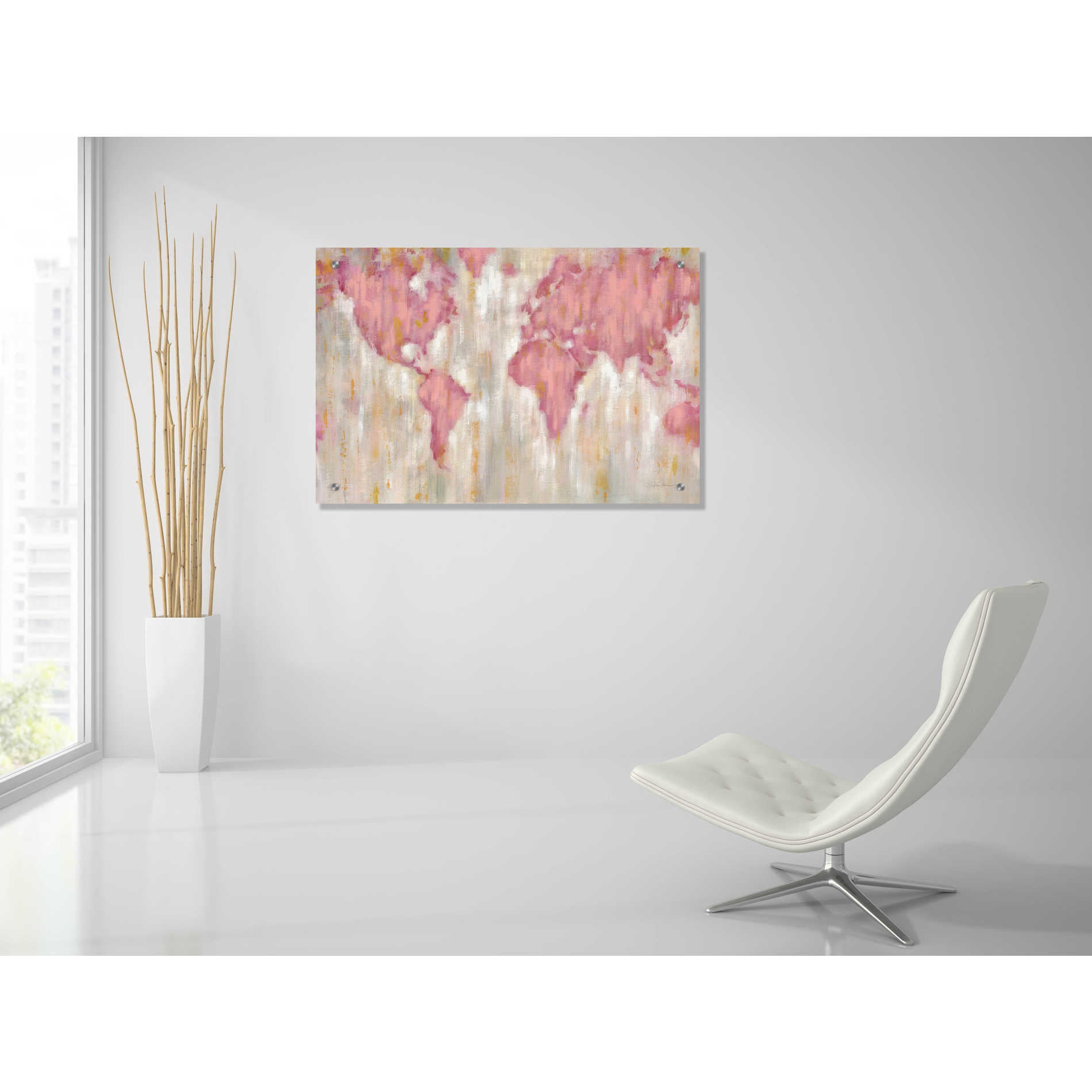 Epic Art 'Blush World Map' by Silvia Vassileva, Acrylic Glass Wall Art,36x24