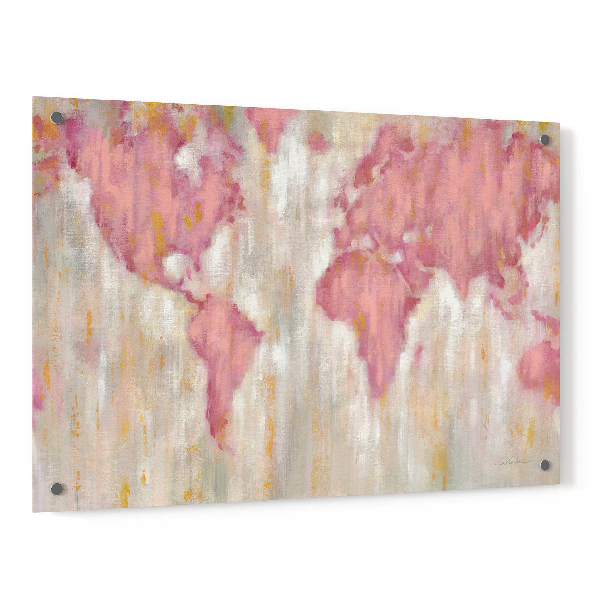 Epic Art 'Blush World Map' by Silvia Vassileva, Acrylic Glass Wall Art,36x24