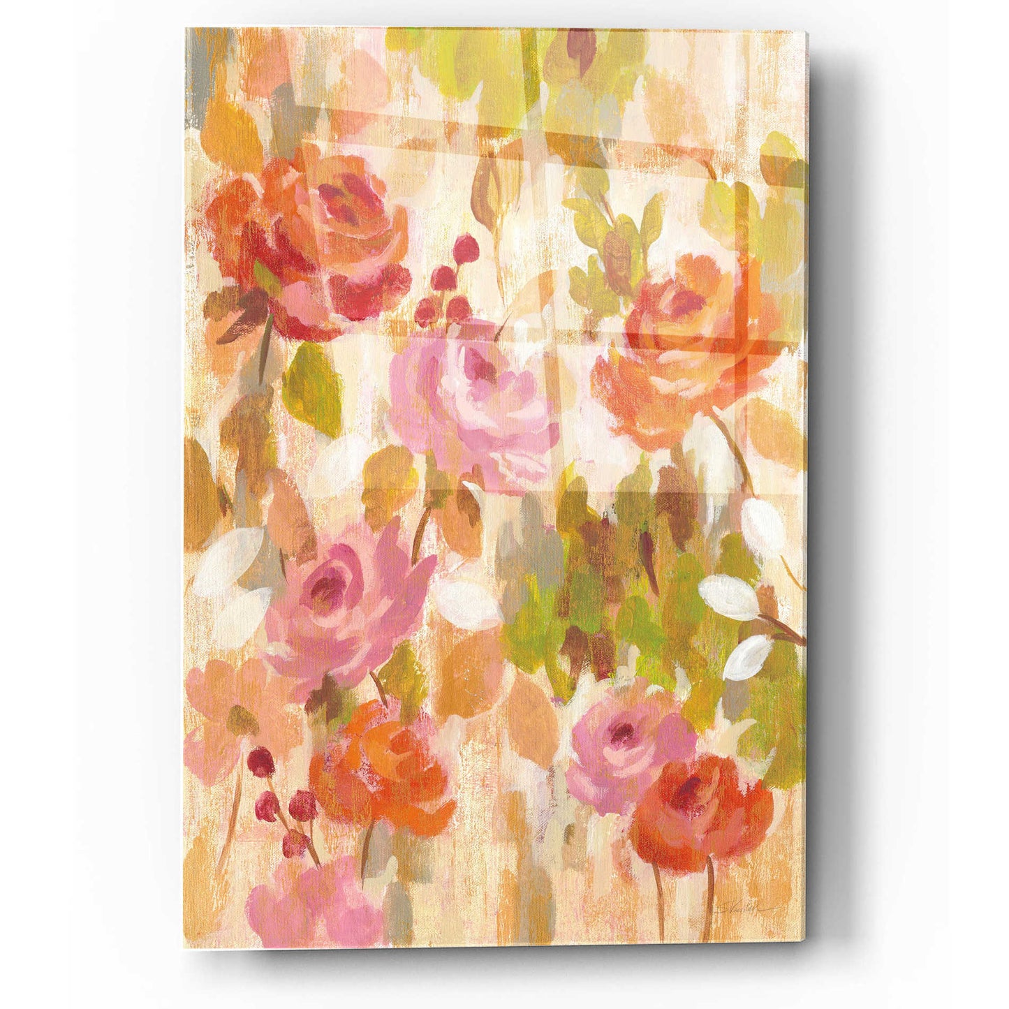 Epic Art 'Pink and Orange Brocade I' by Silvia Vassileva, Acrylic Glass Wall Art,12x16