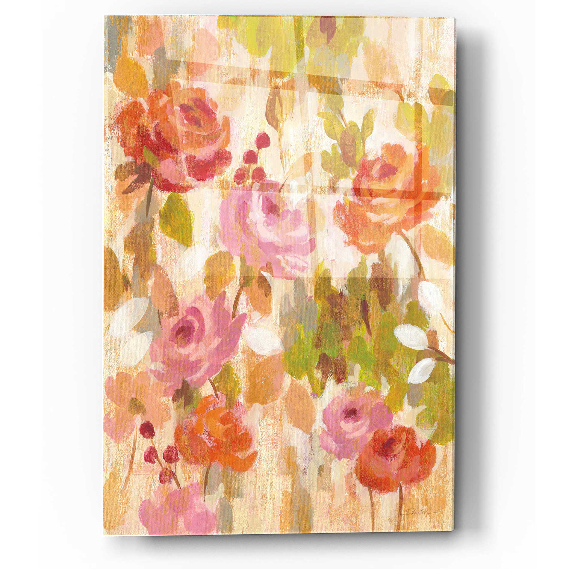 Epic Art 'Pink and Orange Brocade I' by Silvia Vassileva, Acrylic Glass Wall Art,12x16