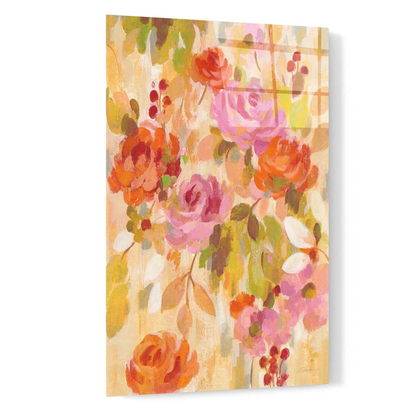 Epic Art 'Pink and Orange Brocade II' by Silvia Vassileva, Acrylic Glass Wall Art,16x24