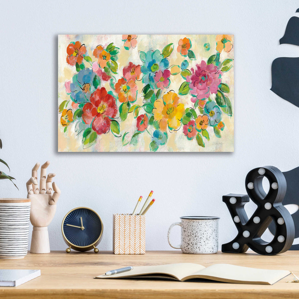 Epic Art 'Playful Floral Trio I' by Silvia Vassileva, Acrylic Glass Wall Art,16x12