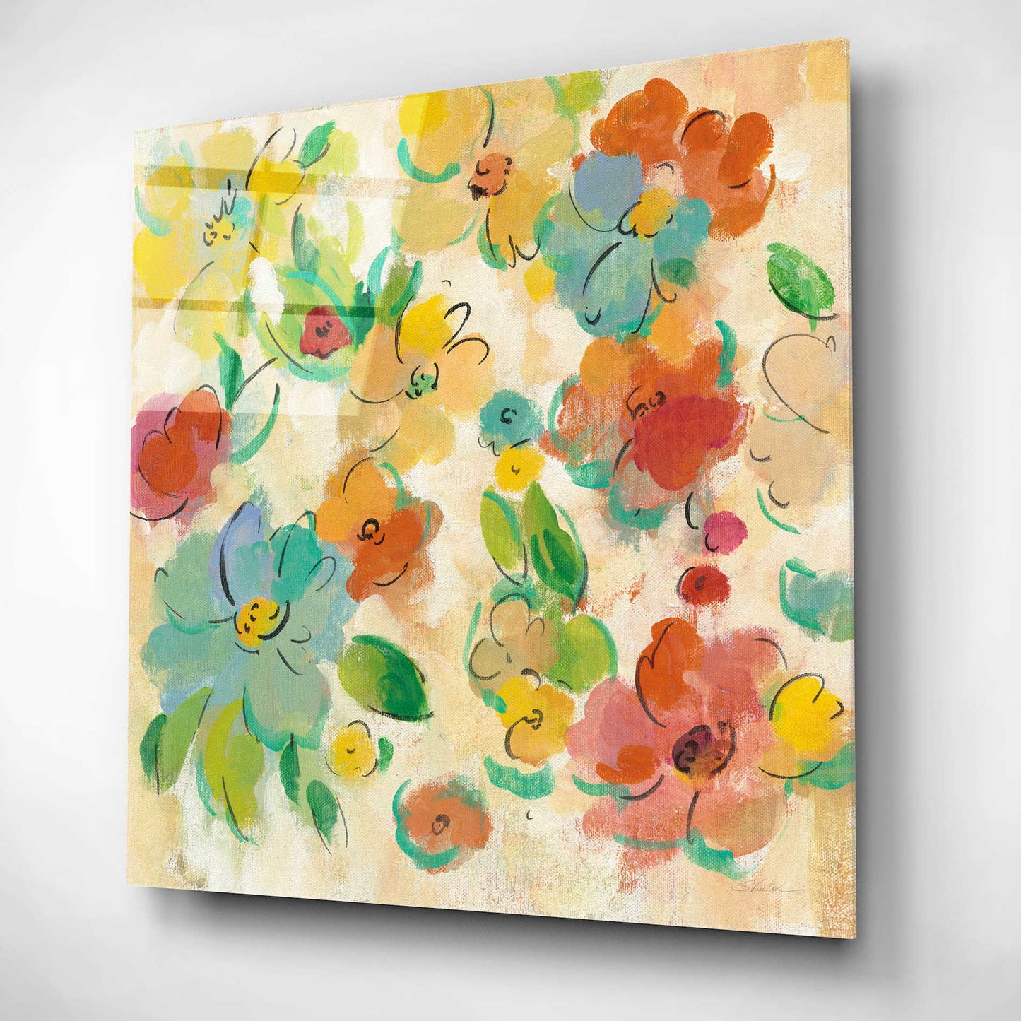 Epic Art 'Playful Floral Trio II' by Silvia Vassileva, Acrylic Glass Wall Art,12x12