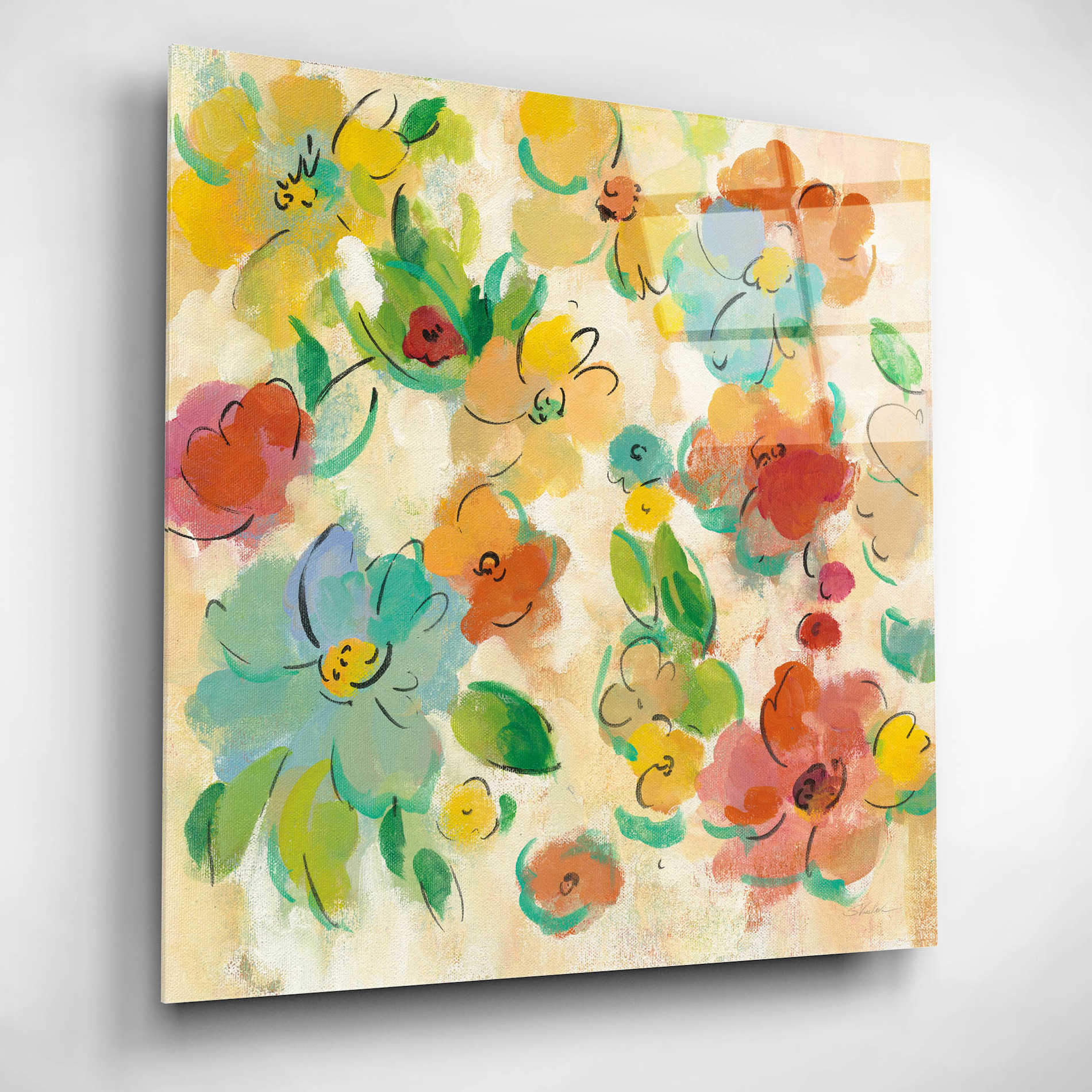 Epic Art 'Playful Floral Trio II' by Silvia Vassileva, Acrylic Glass Wall Art,12x12