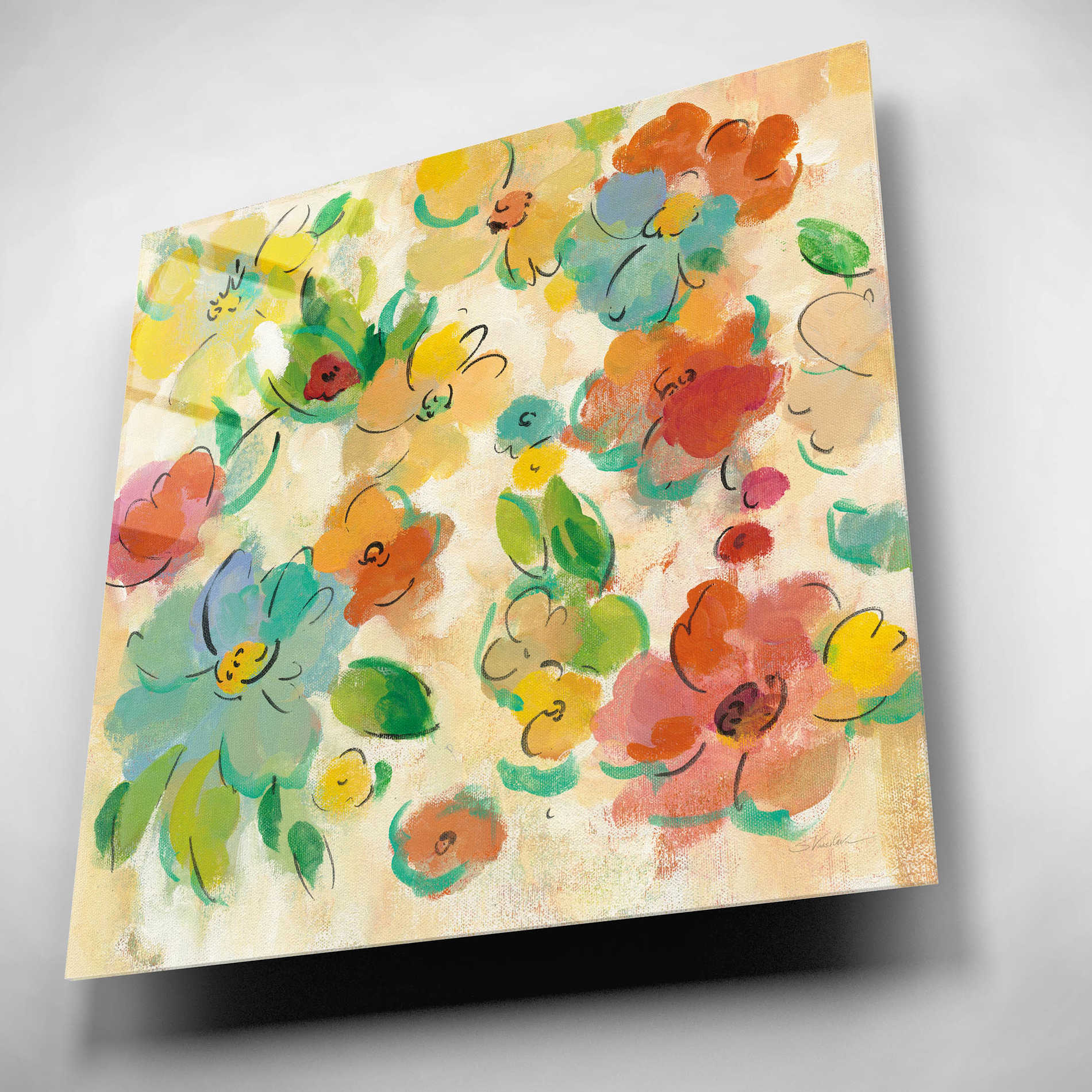 Epic Art 'Playful Floral Trio II' by Silvia Vassileva, Acrylic Glass Wall Art,12x12