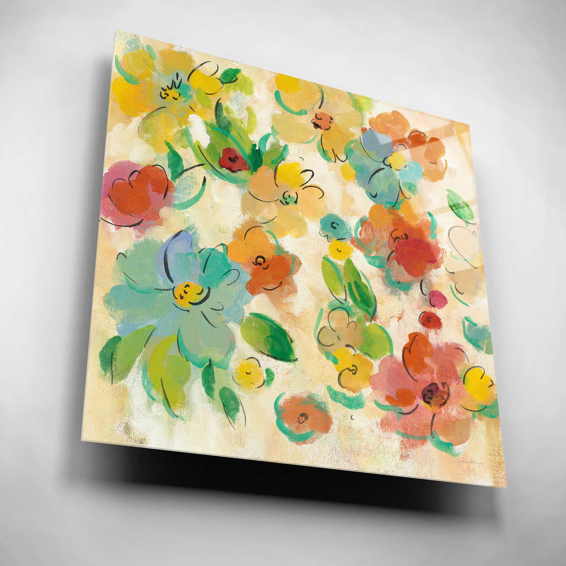 Epic Art 'Playful Floral Trio II' by Silvia Vassileva, Acrylic Glass Wall Art,12x12