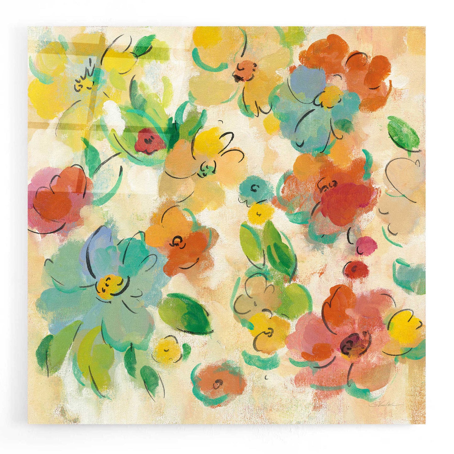 Epic Art 'Playful Floral Trio II' by Silvia Vassileva, Acrylic Glass Wall Art,12x12