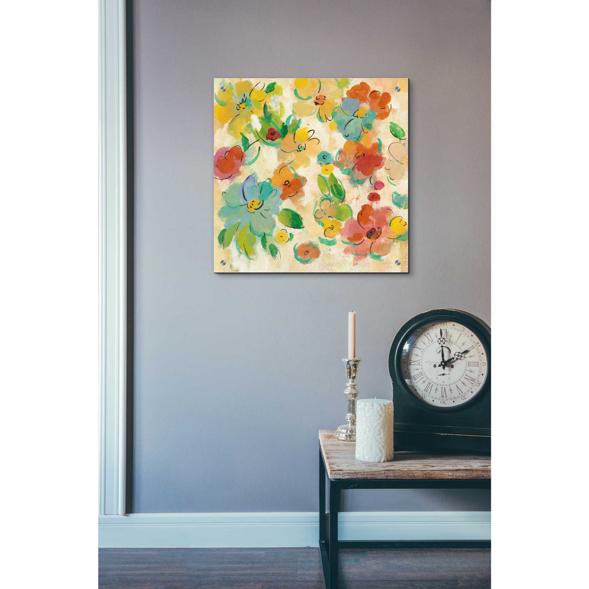 Epic Art 'Playful Floral Trio II' by Silvia Vassileva, Acrylic Glass Wall Art,24x24