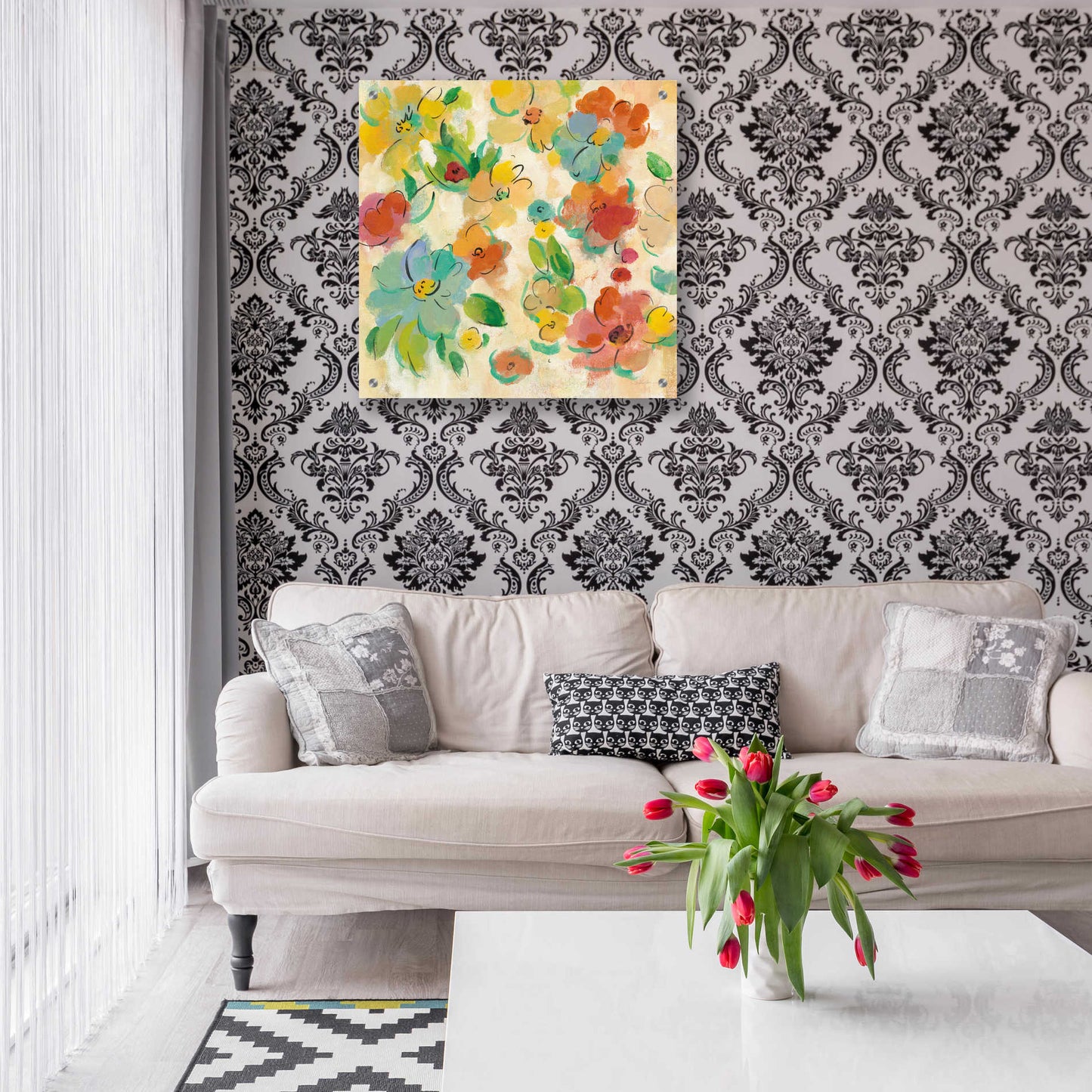 Epic Art 'Playful Floral Trio II' by Silvia Vassileva, Acrylic Glass Wall Art,24x24