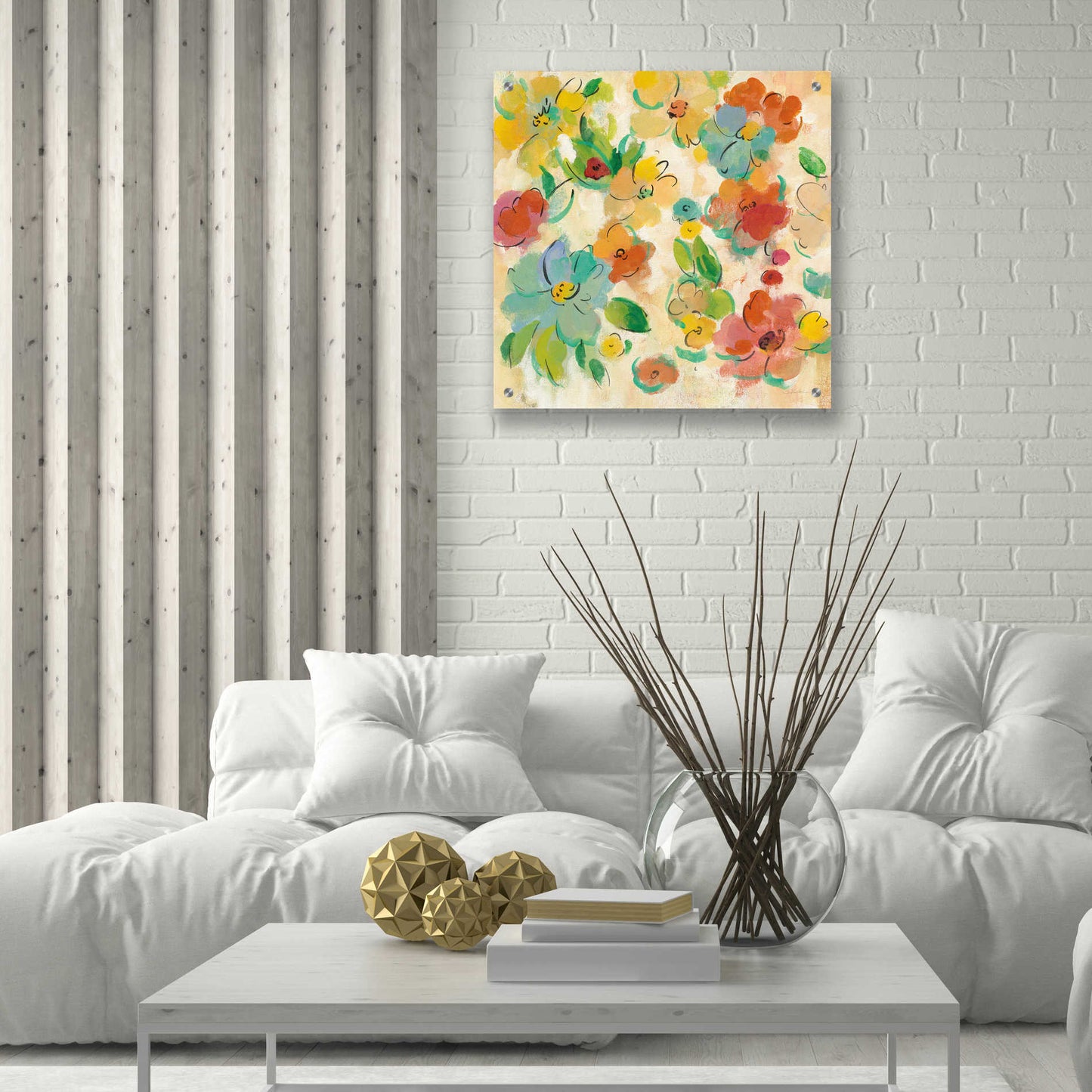 Epic Art 'Playful Floral Trio II' by Silvia Vassileva, Acrylic Glass Wall Art,24x24