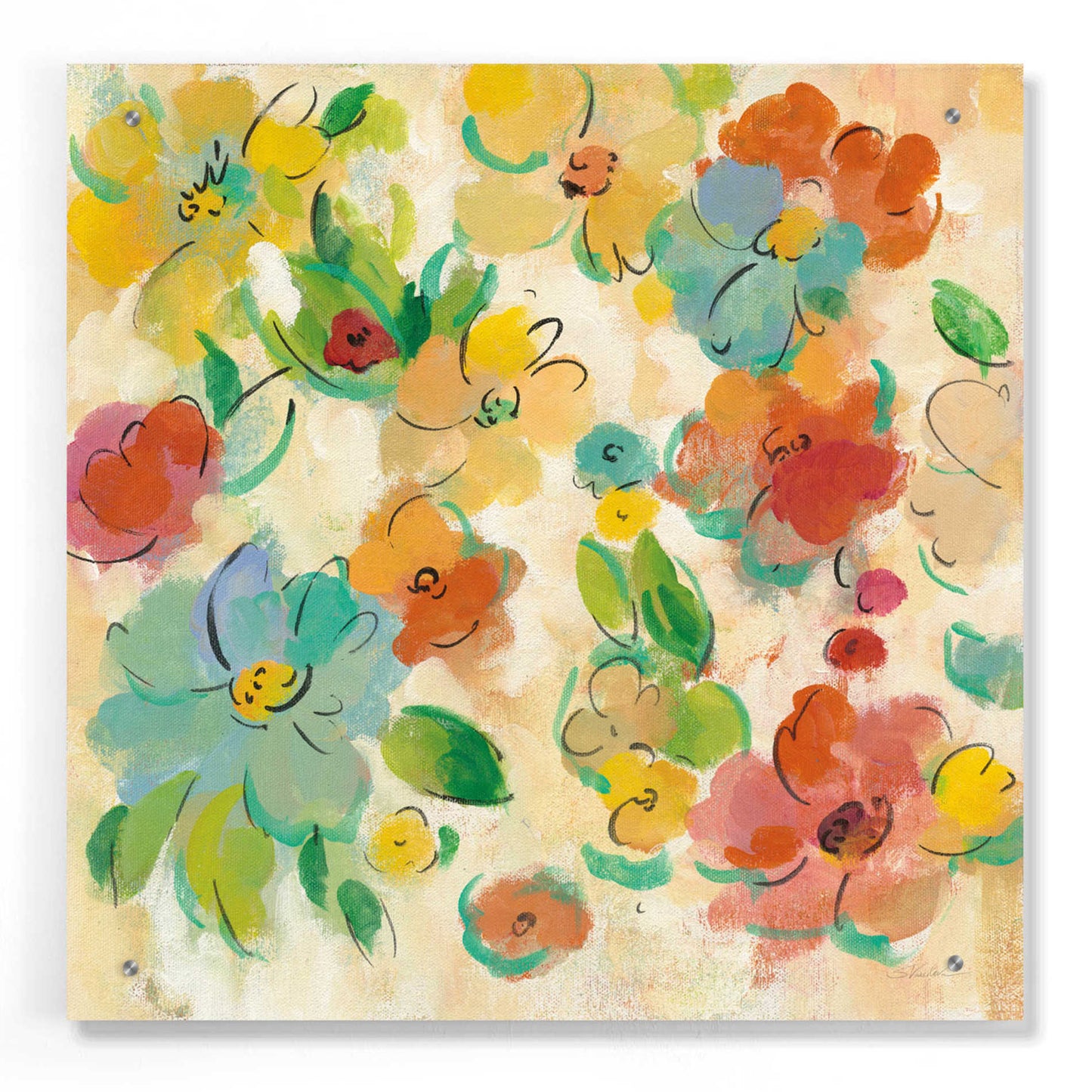 Epic Art 'Playful Floral Trio II' by Silvia Vassileva, Acrylic Glass Wall Art,24x24