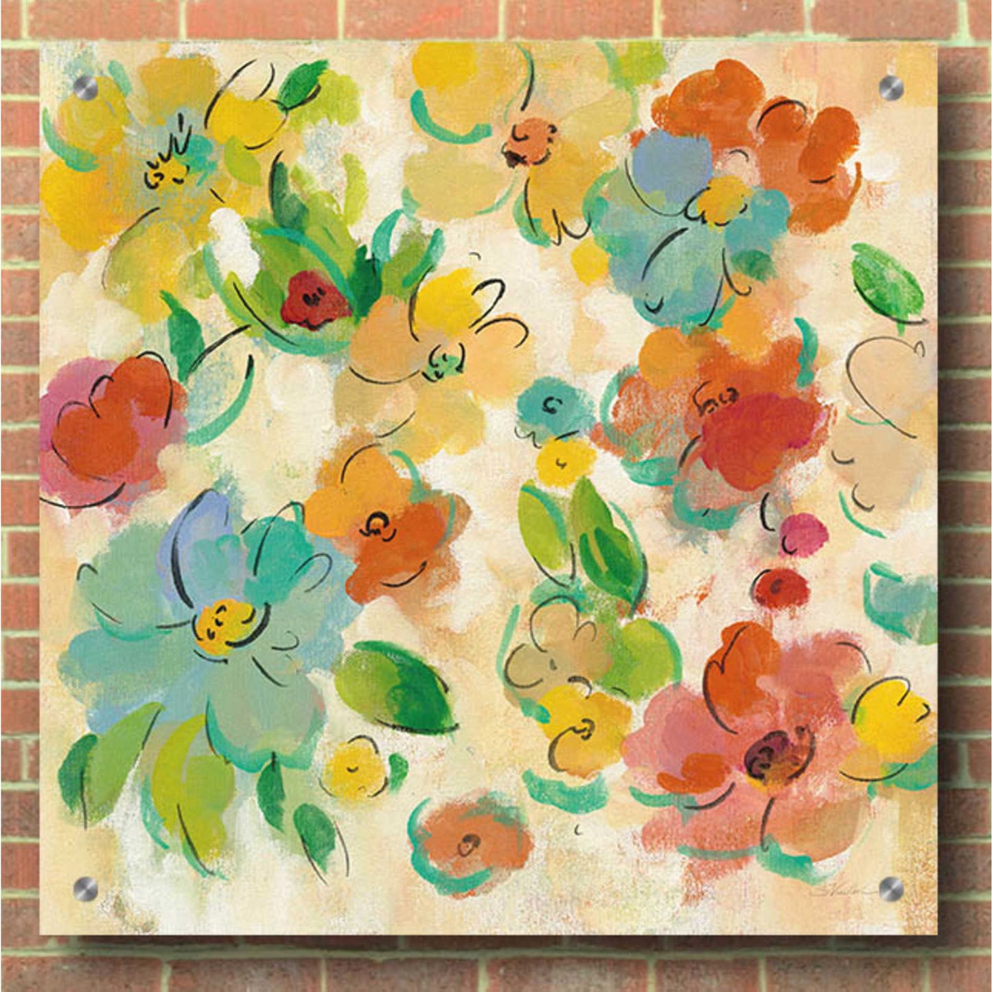 Epic Art 'Playful Floral Trio II' by Silvia Vassileva, Acrylic Glass Wall Art,36x36