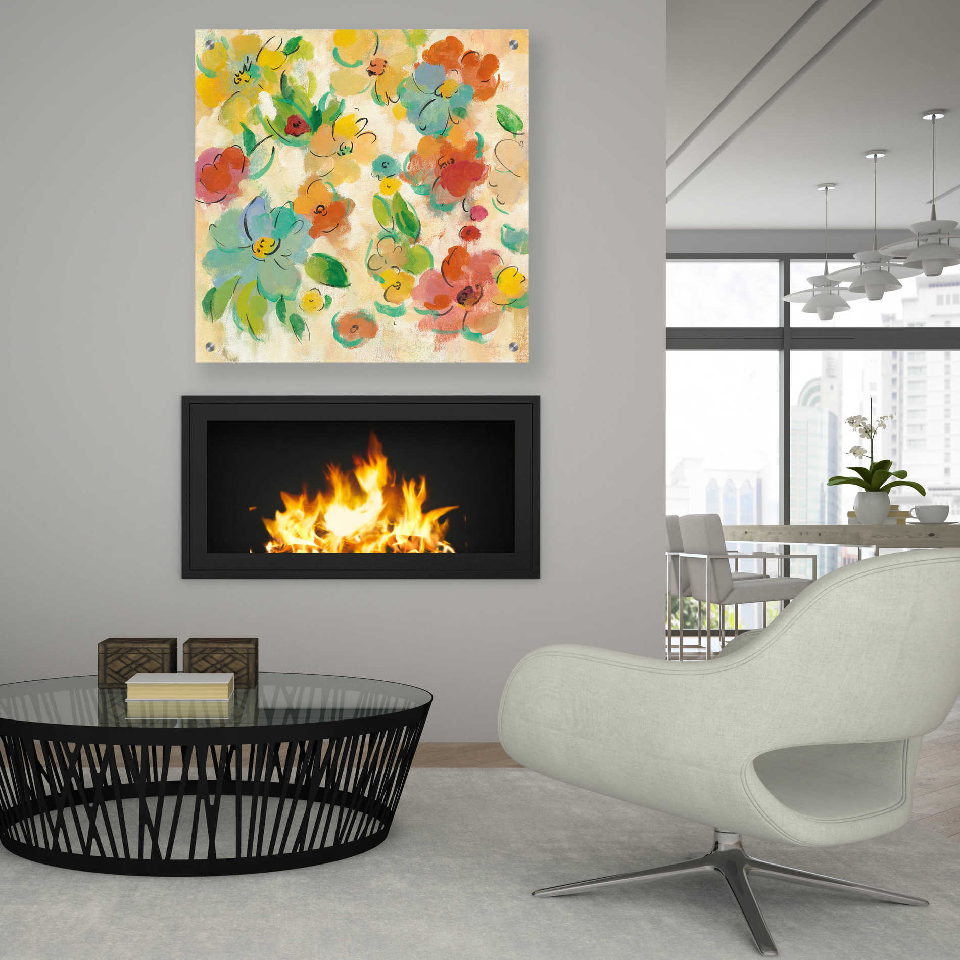 Epic Art 'Playful Floral Trio II' by Silvia Vassileva, Acrylic Glass Wall Art,36x36