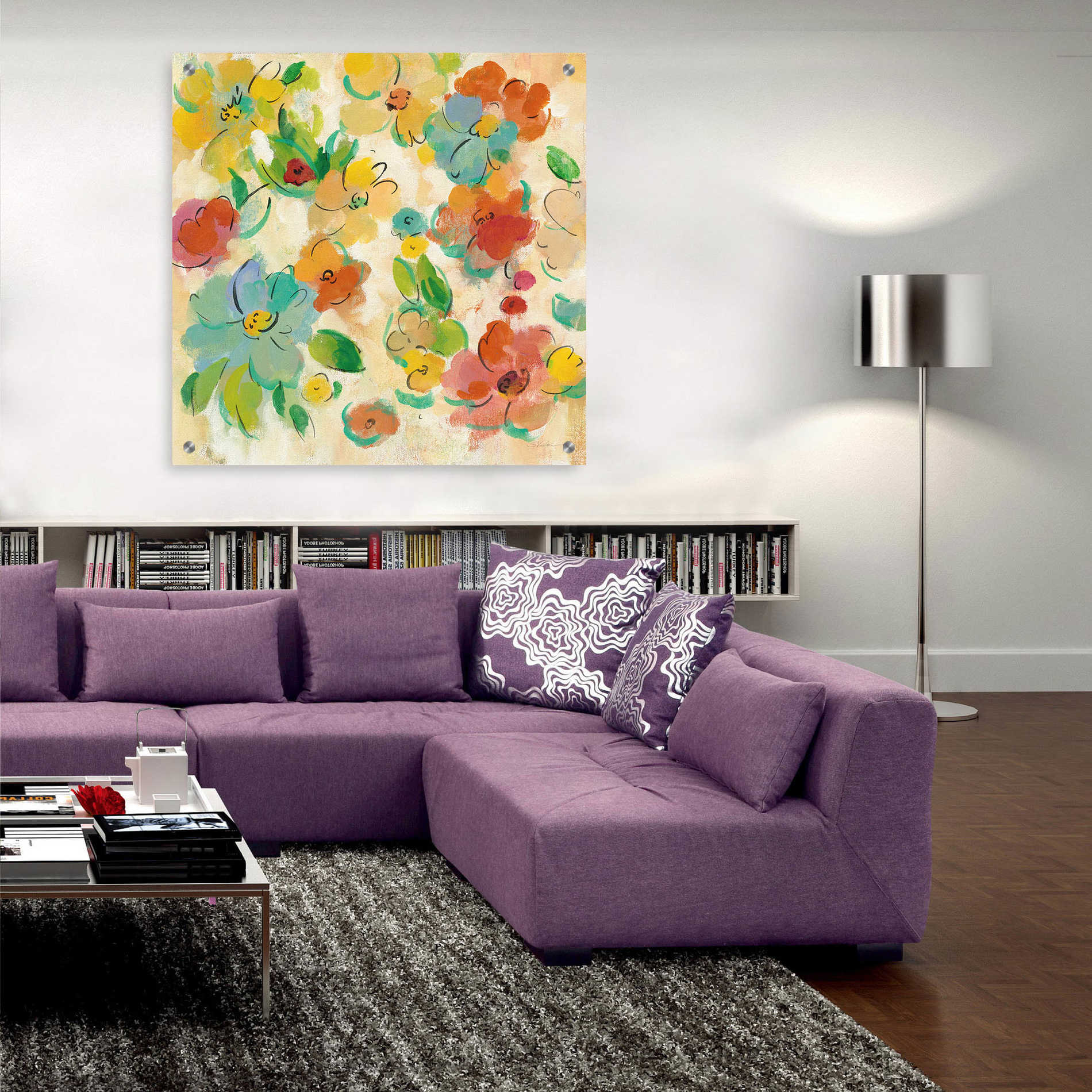 Epic Art 'Playful Floral Trio II' by Silvia Vassileva, Acrylic Glass Wall Art,36x36