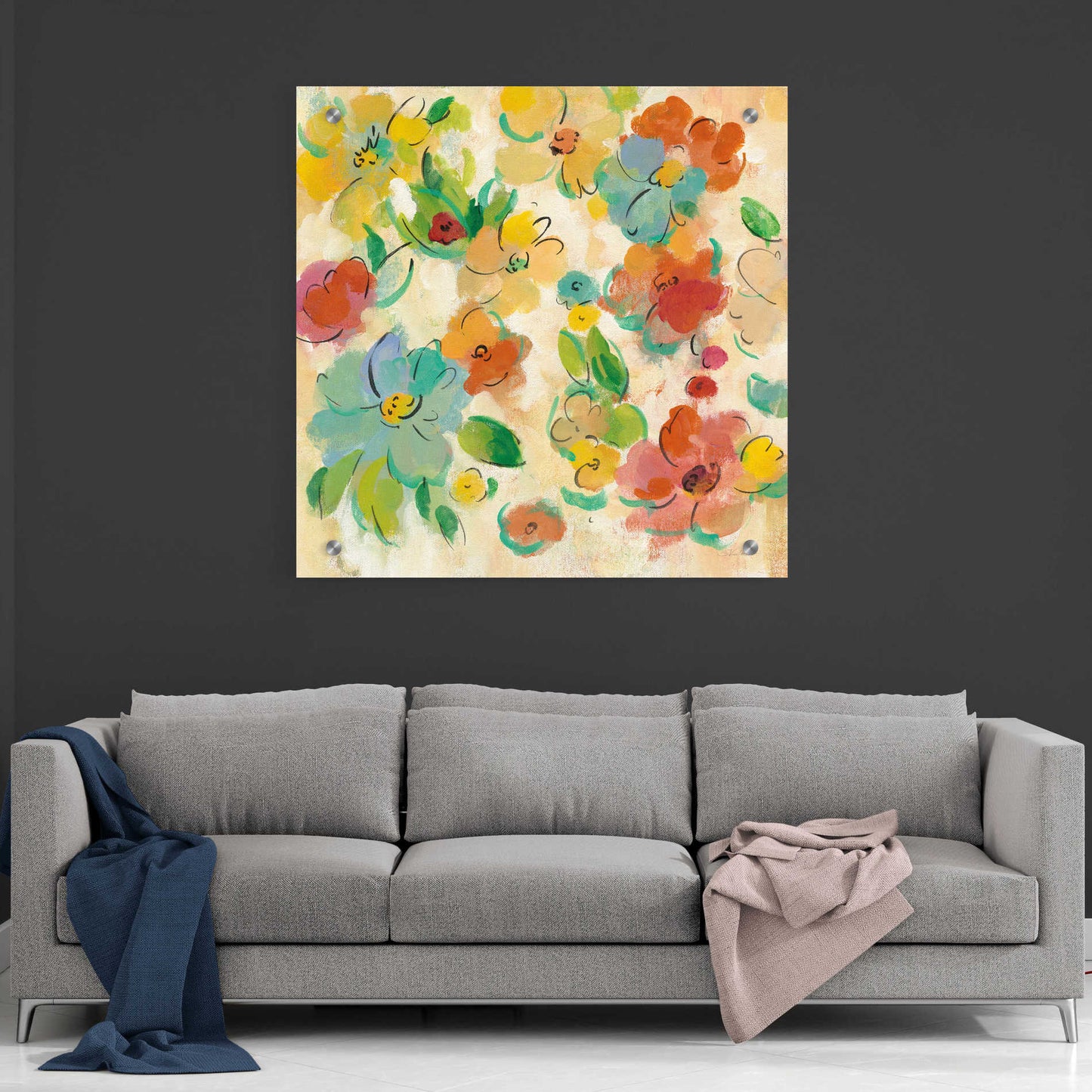 Epic Art 'Playful Floral Trio II' by Silvia Vassileva, Acrylic Glass Wall Art,36x36