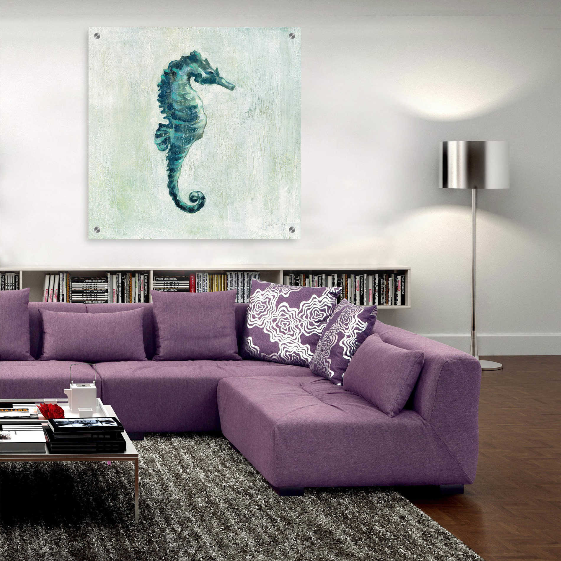 Epic Art 'Indigo Sea Life I Grey' by Silvia Vassileva, Acrylic Glass Wall Art,36x36