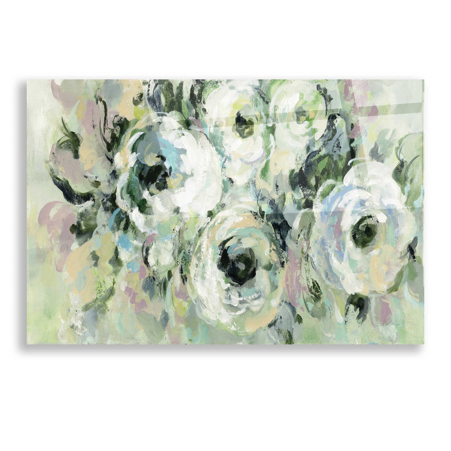 Epic Art 'Sage and Lavender Peonies' by Silvia Vassileva, Acrylic Glass Wall Art,16x12