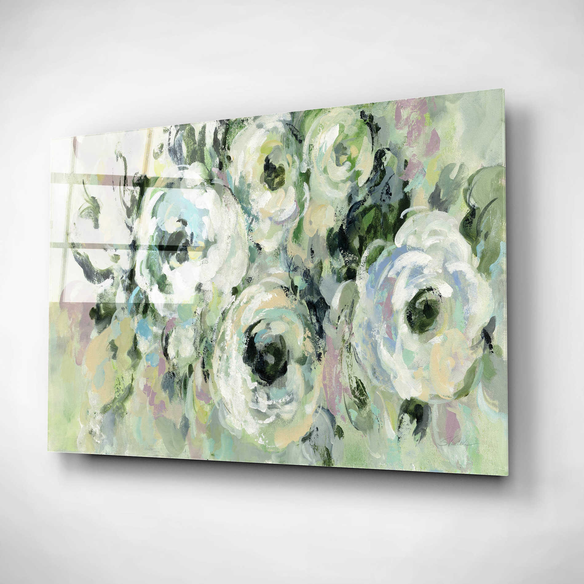 Epic Art 'Sage and Lavender Peonies' by Silvia Vassileva, Acrylic Glass Wall Art,24x16