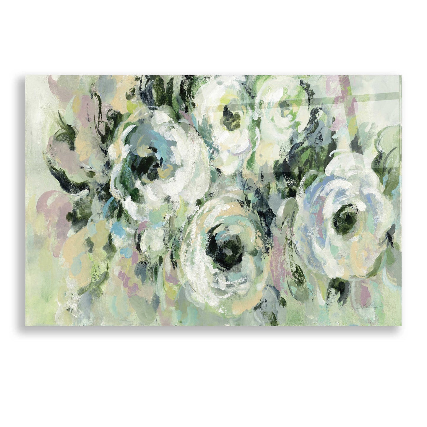 Epic Art 'Sage and Lavender Peonies' by Silvia Vassileva, Acrylic Glass Wall Art,24x16