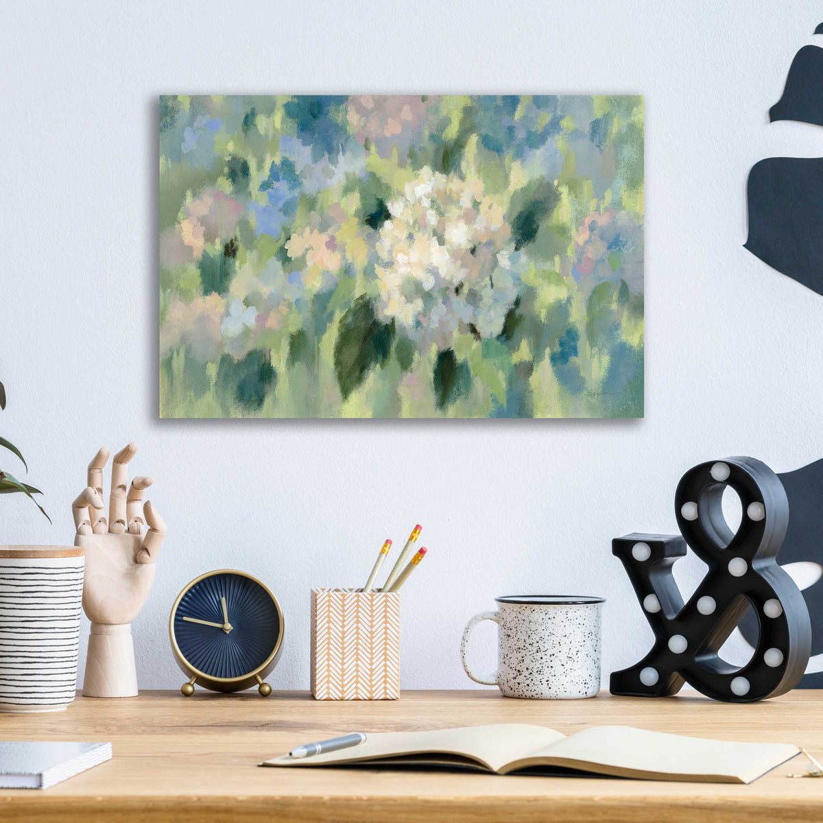 Epic Art 'Hydrangea Mosaic' by Silvia Vassileva, Acrylic Glass Wall Art,16x12