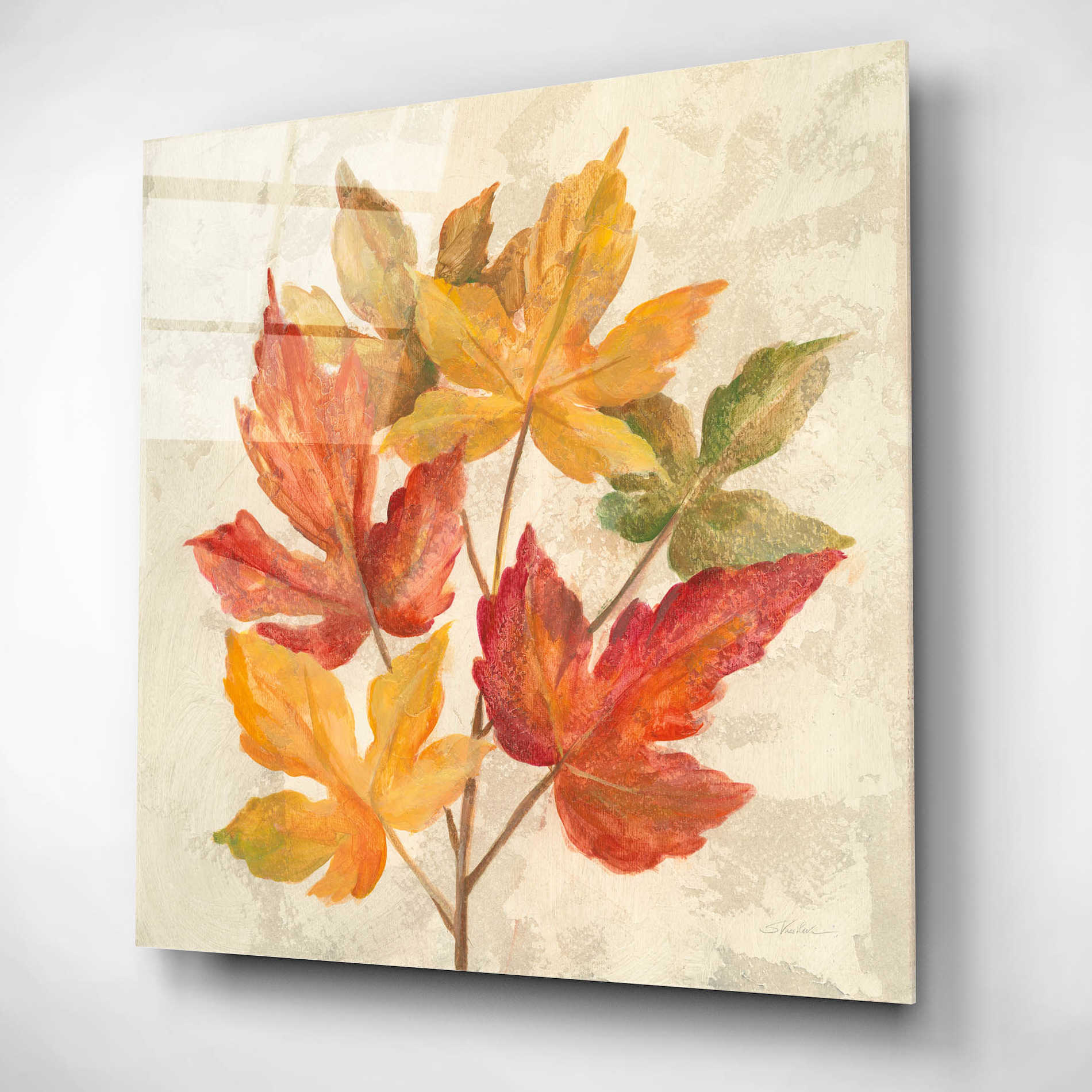 Epic Art 'November Leaves IV' by Silvia Vassileva, Acrylic Glass Wall Art,12x12