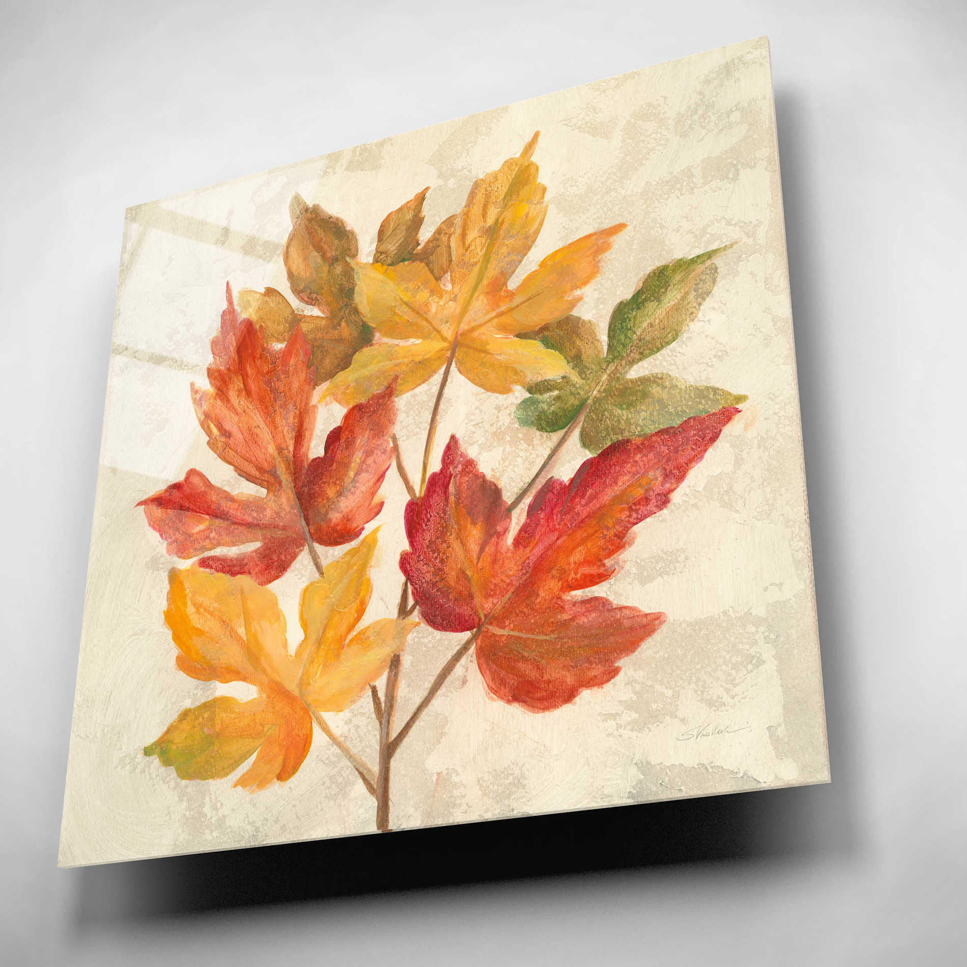 Epic Art 'November Leaves IV' by Silvia Vassileva, Acrylic Glass Wall Art,12x12