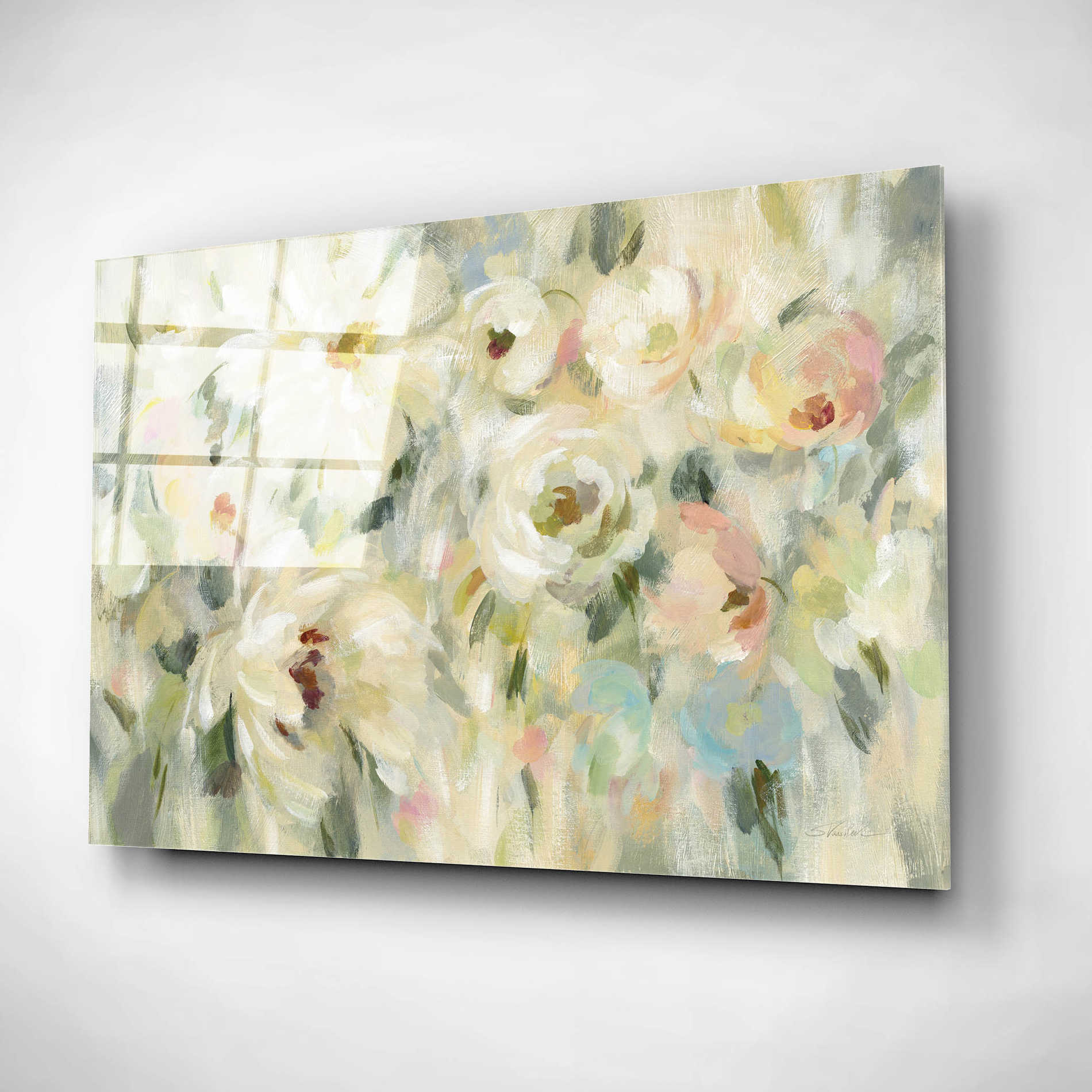 Epic Art 'Expressive Pale Floral' by Silvia Vassileva, Acrylic Glass Wall Art,16x12