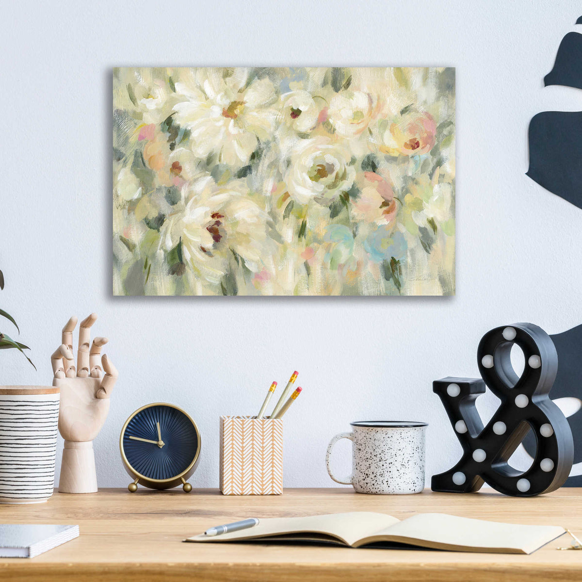 Epic Art 'Expressive Pale Floral' by Silvia Vassileva, Acrylic Glass Wall Art,16x12