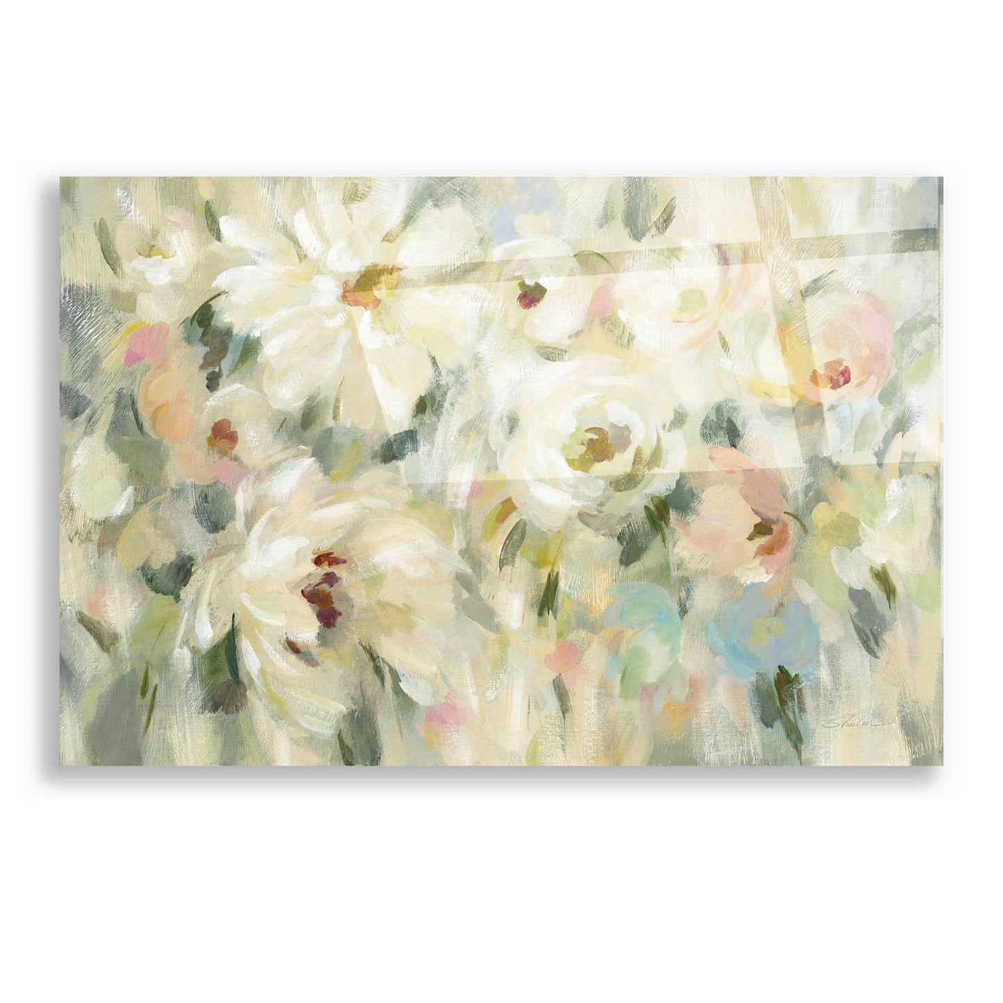 Epic Art 'Expressive Pale Floral' by Silvia Vassileva, Acrylic Glass Wall Art,16x12