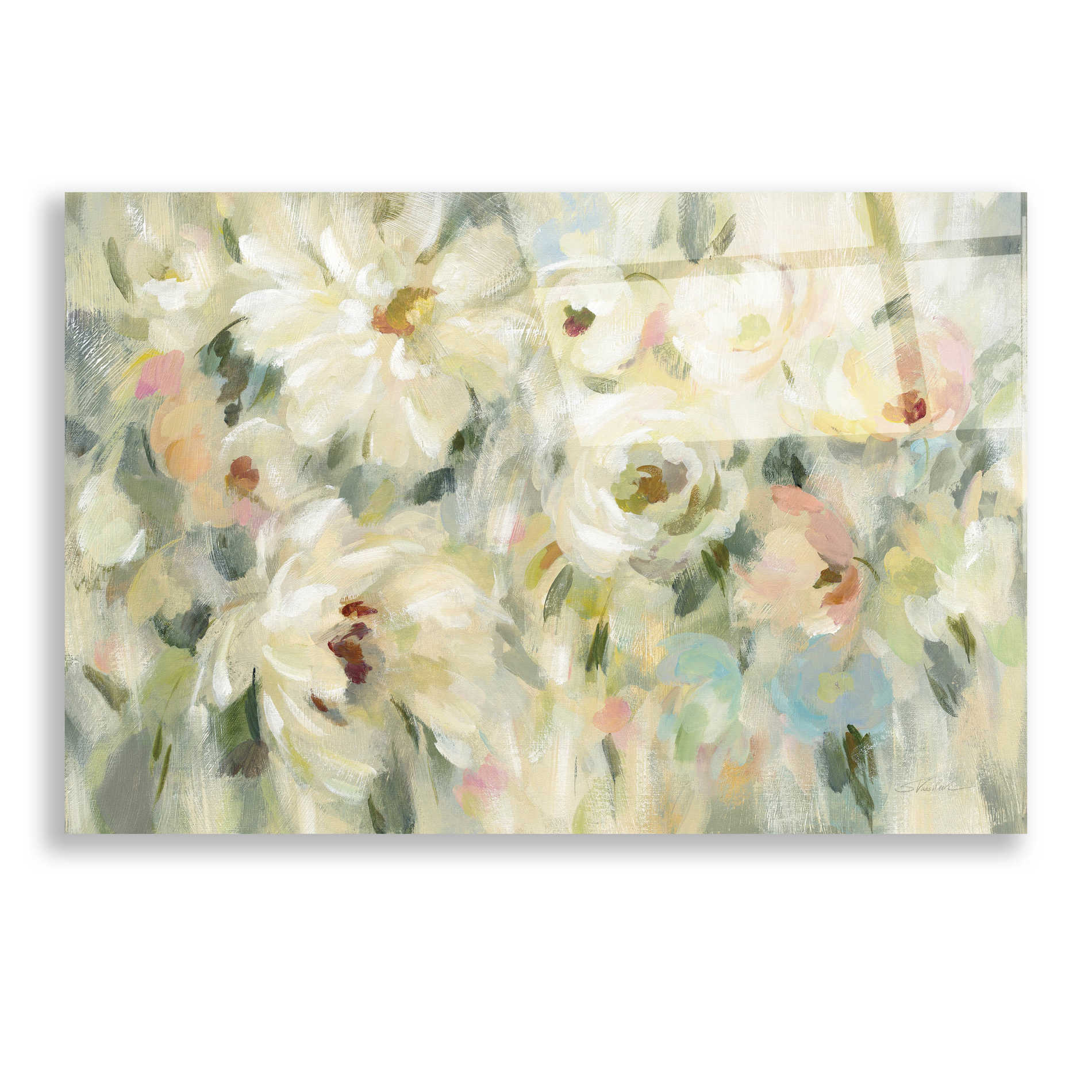 Epic Art 'Expressive Pale Floral' by Silvia Vassileva, Acrylic Glass Wall Art,24x16