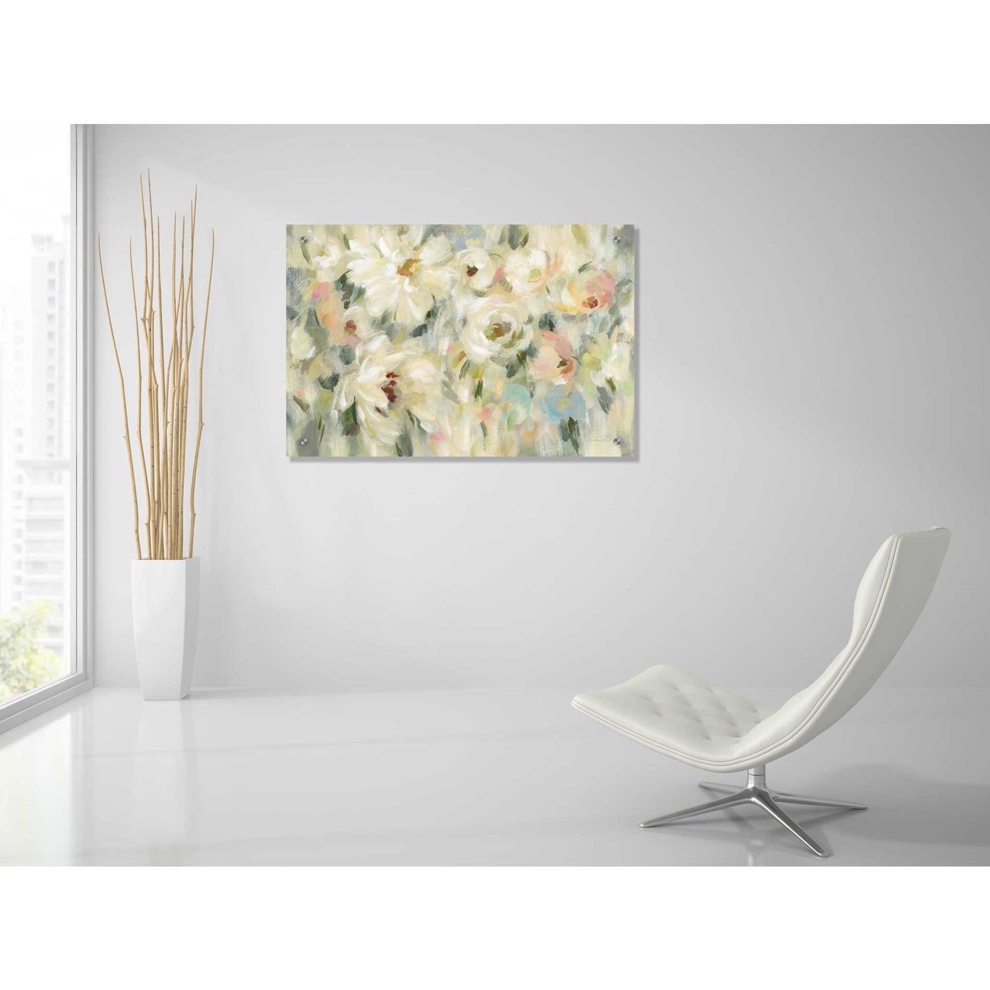 Epic Art 'Expressive Pale Floral' by Silvia Vassileva, Acrylic Glass Wall Art,36x24