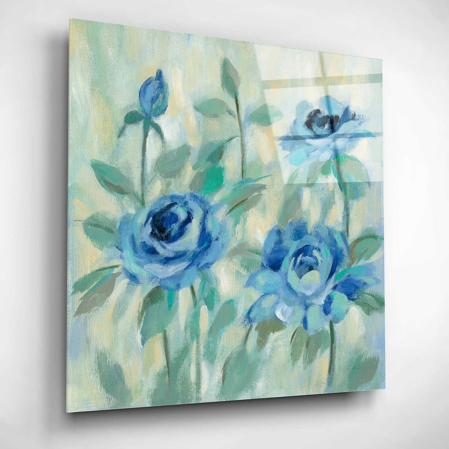 Epic Art 'Brushy Blue Flowers II' by Silvia Vassileva, Acrylic Glass Wall Art,12x12