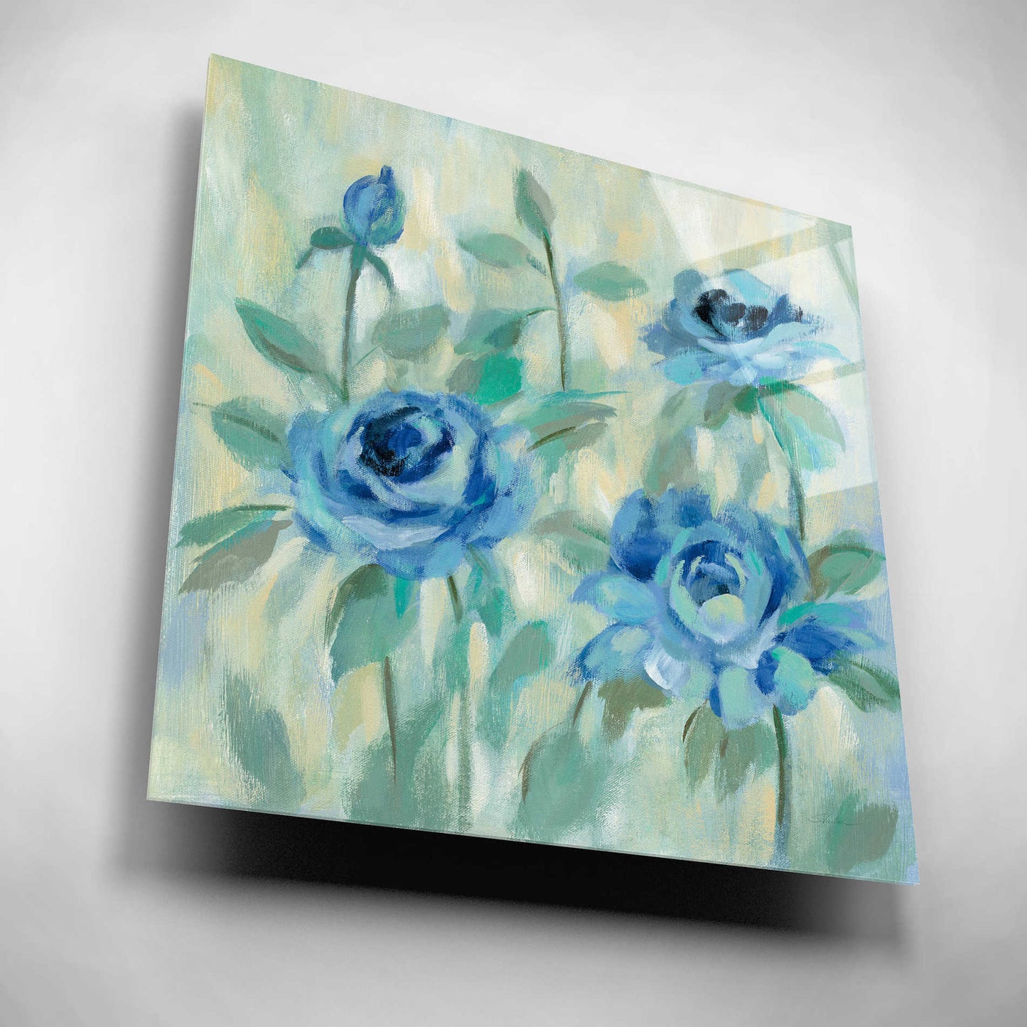 Epic Art 'Brushy Blue Flowers II' by Silvia Vassileva, Acrylic Glass Wall Art,12x12