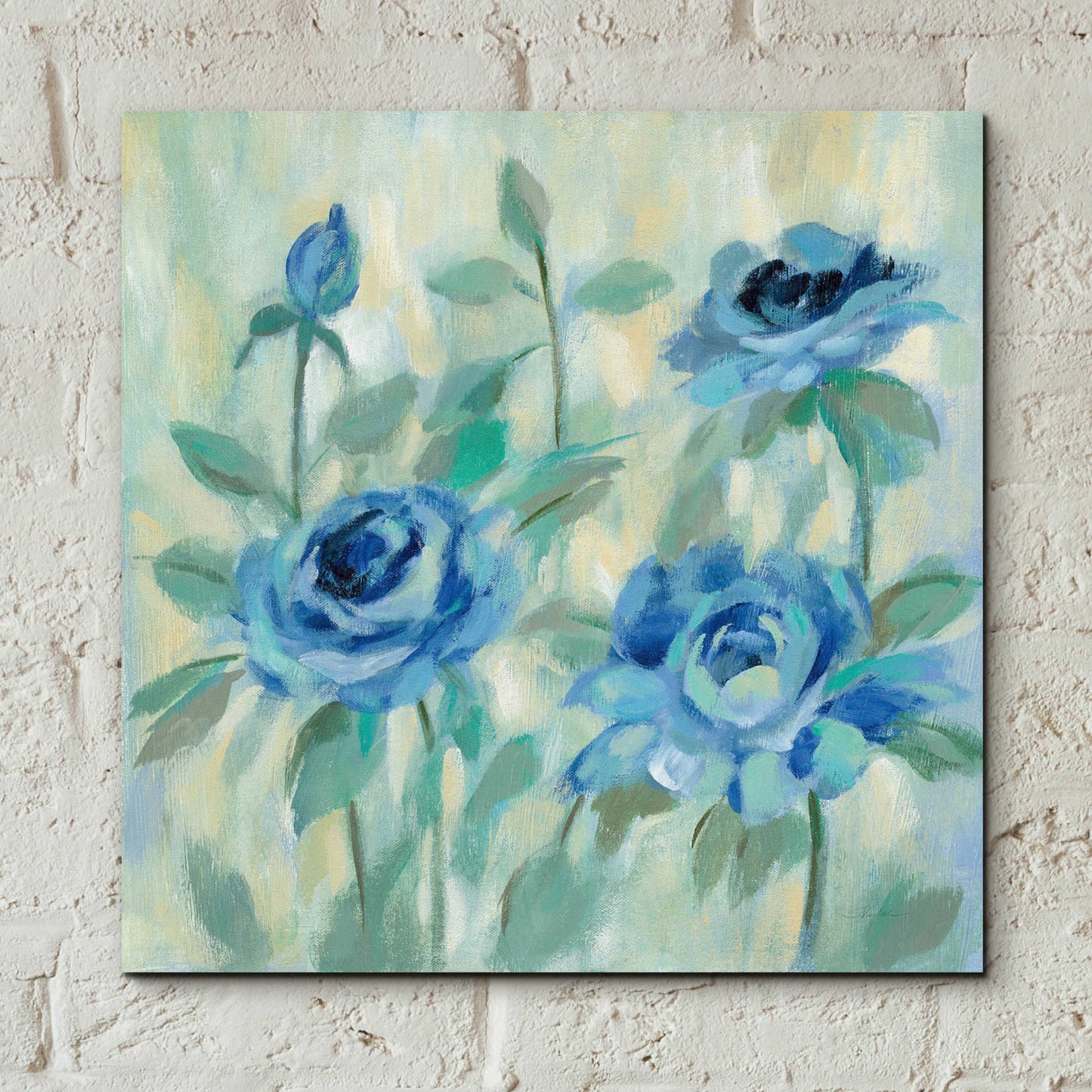 Epic Art 'Brushy Blue Flowers II' by Silvia Vassileva, Acrylic Glass Wall Art,12x12