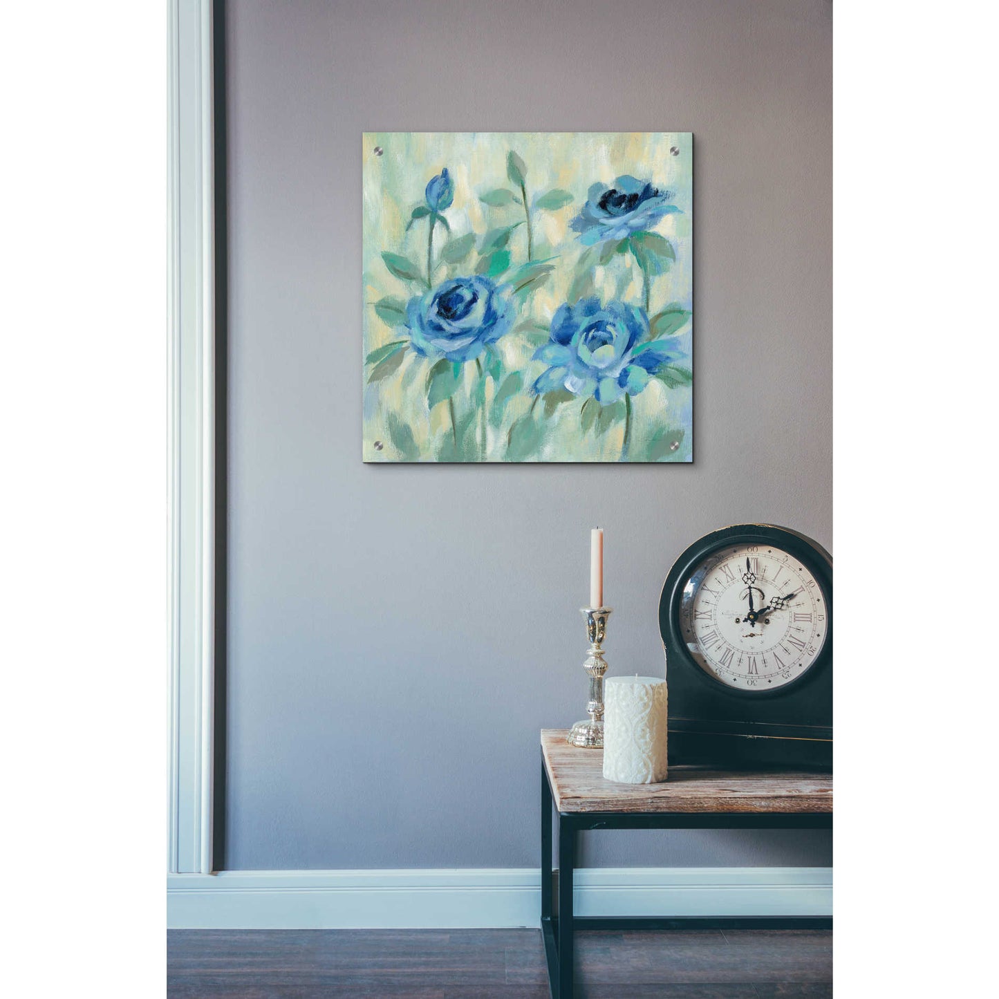 Epic Art 'Brushy Blue Flowers II' by Silvia Vassileva, Acrylic Glass Wall Art,24x24