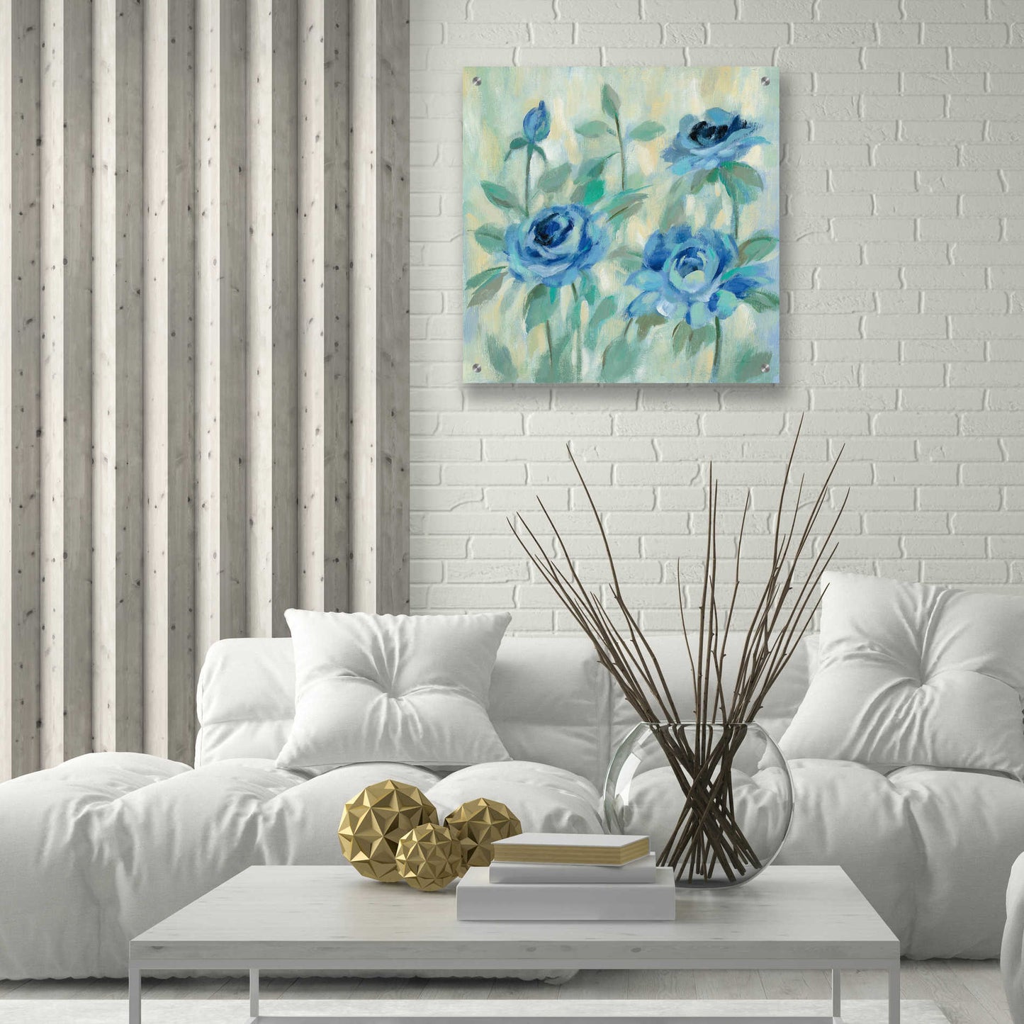 Epic Art 'Brushy Blue Flowers II' by Silvia Vassileva, Acrylic Glass Wall Art,24x24