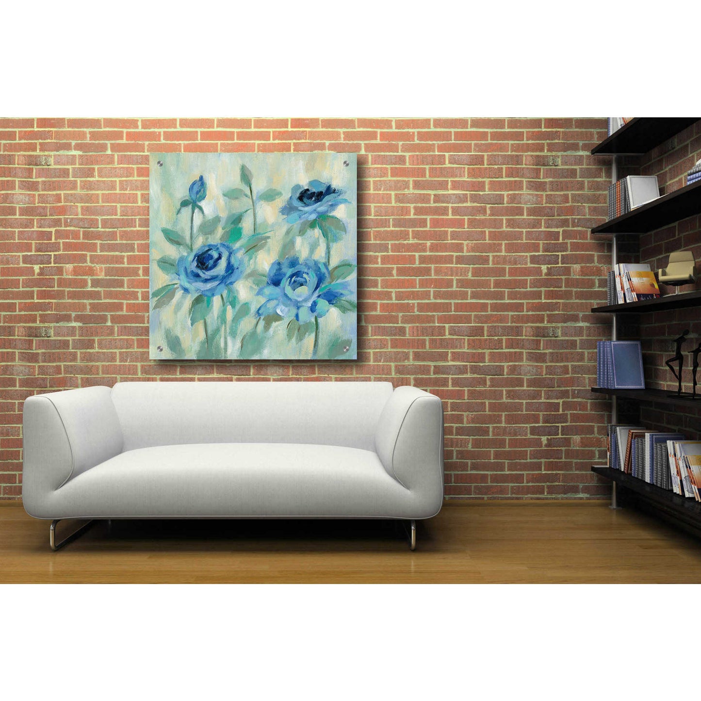 Epic Art 'Brushy Blue Flowers II' by Silvia Vassileva, Acrylic Glass Wall Art,36x36