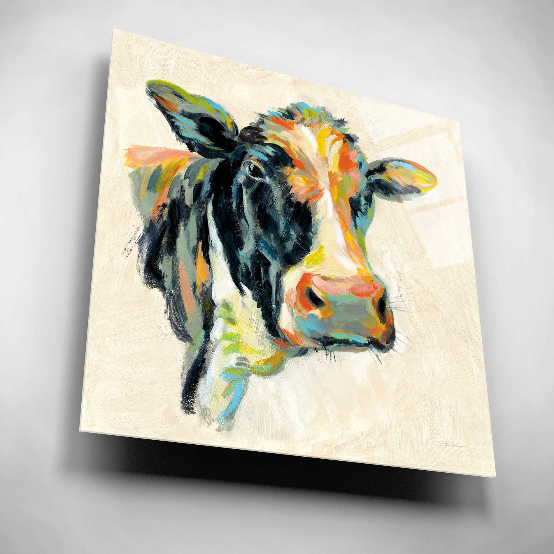 Epic Art 'Expressionistic Cow I' by Silvia Vassileva, Acrylic Glass Wall Art,12x12