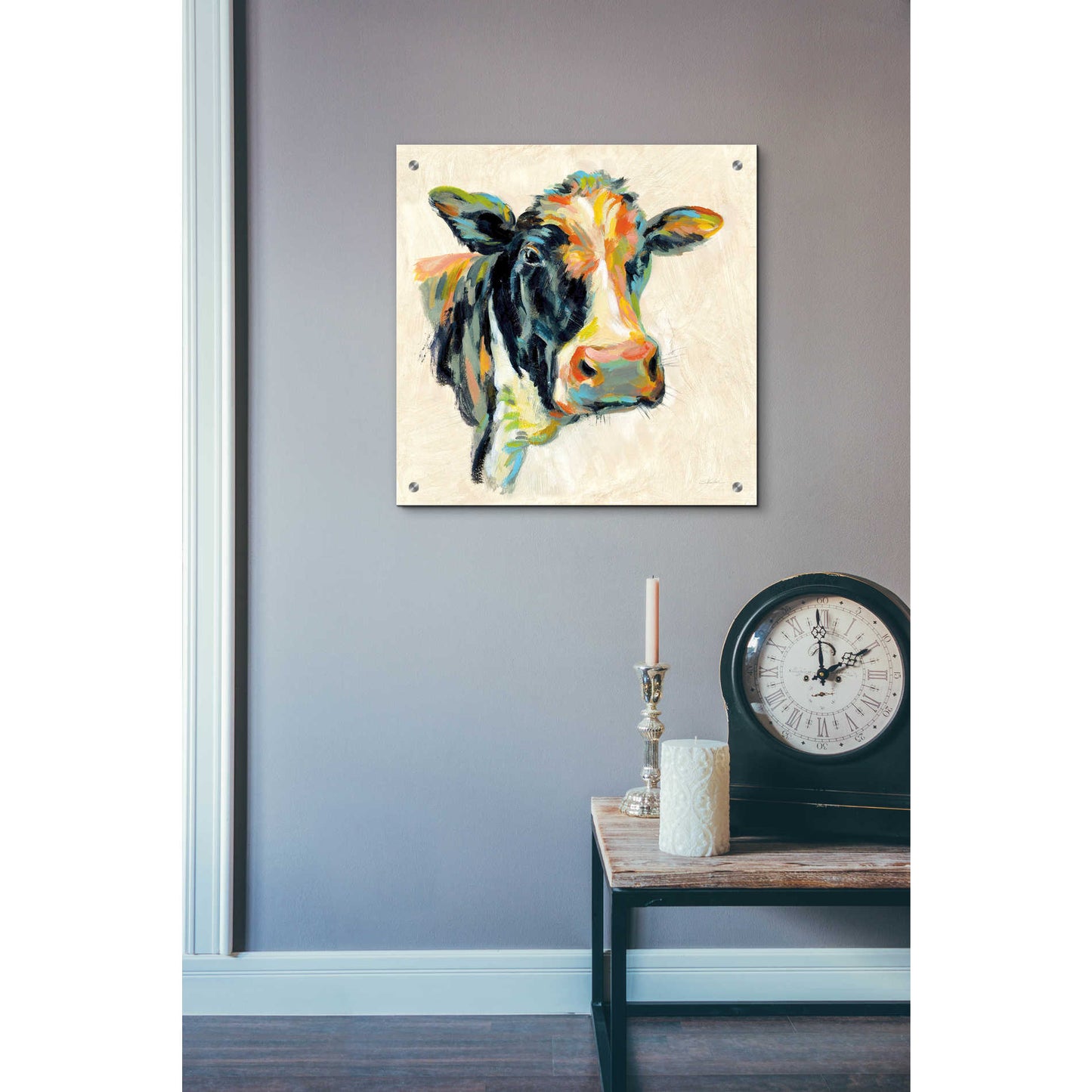 Epic Art 'Expressionistic Cow I' by Silvia Vassileva, Acrylic Glass Wall Art,24x24