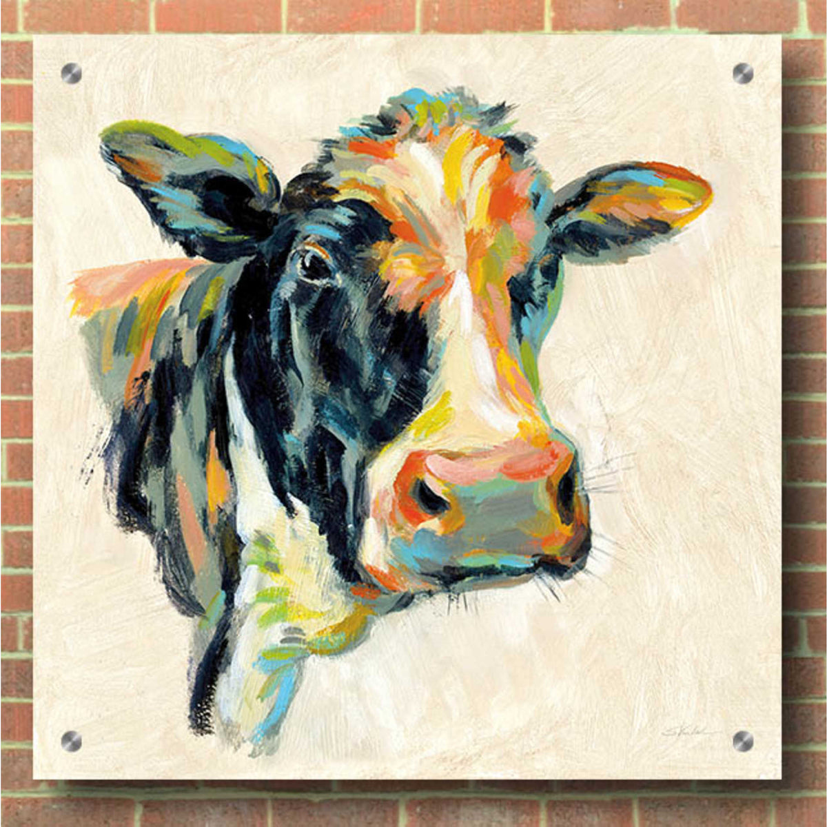 Epic Art 'Expressionistic Cow I' by Silvia Vassileva, Acrylic Glass Wall Art,36x36