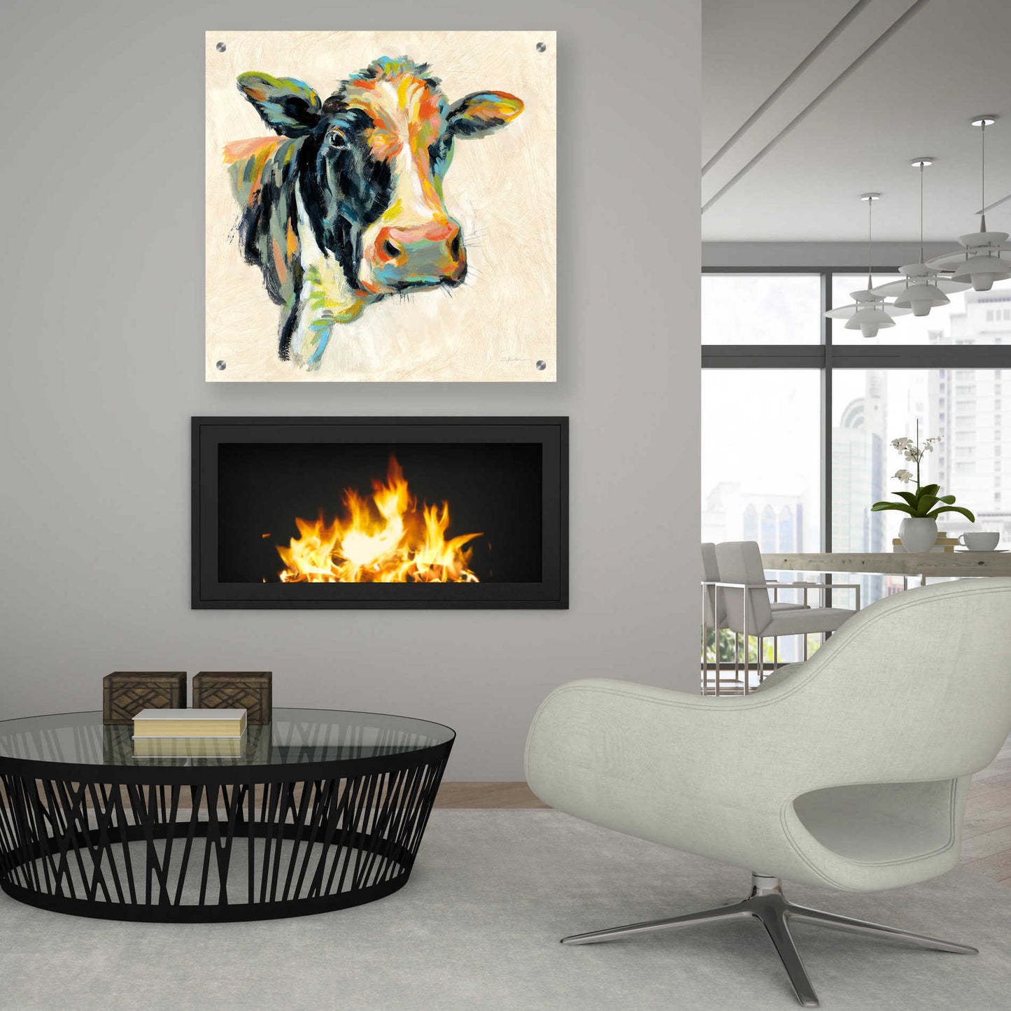 Epic Art 'Expressionistic Cow I' by Silvia Vassileva, Acrylic Glass Wall Art,36x36