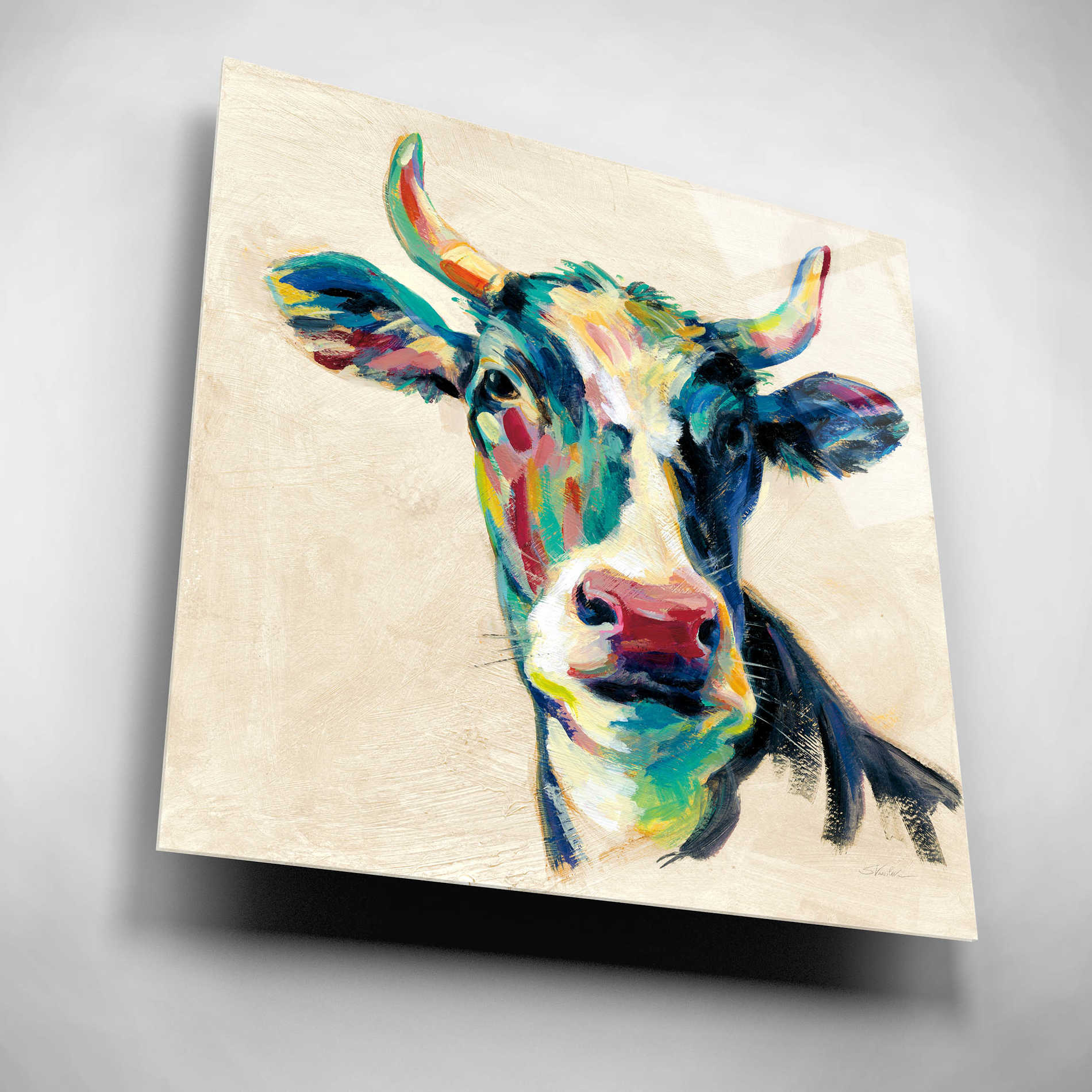 Epic Art 'Expressionistic Cow II' by Silvia Vassileva, Acrylic Glass Wall Art,12x12