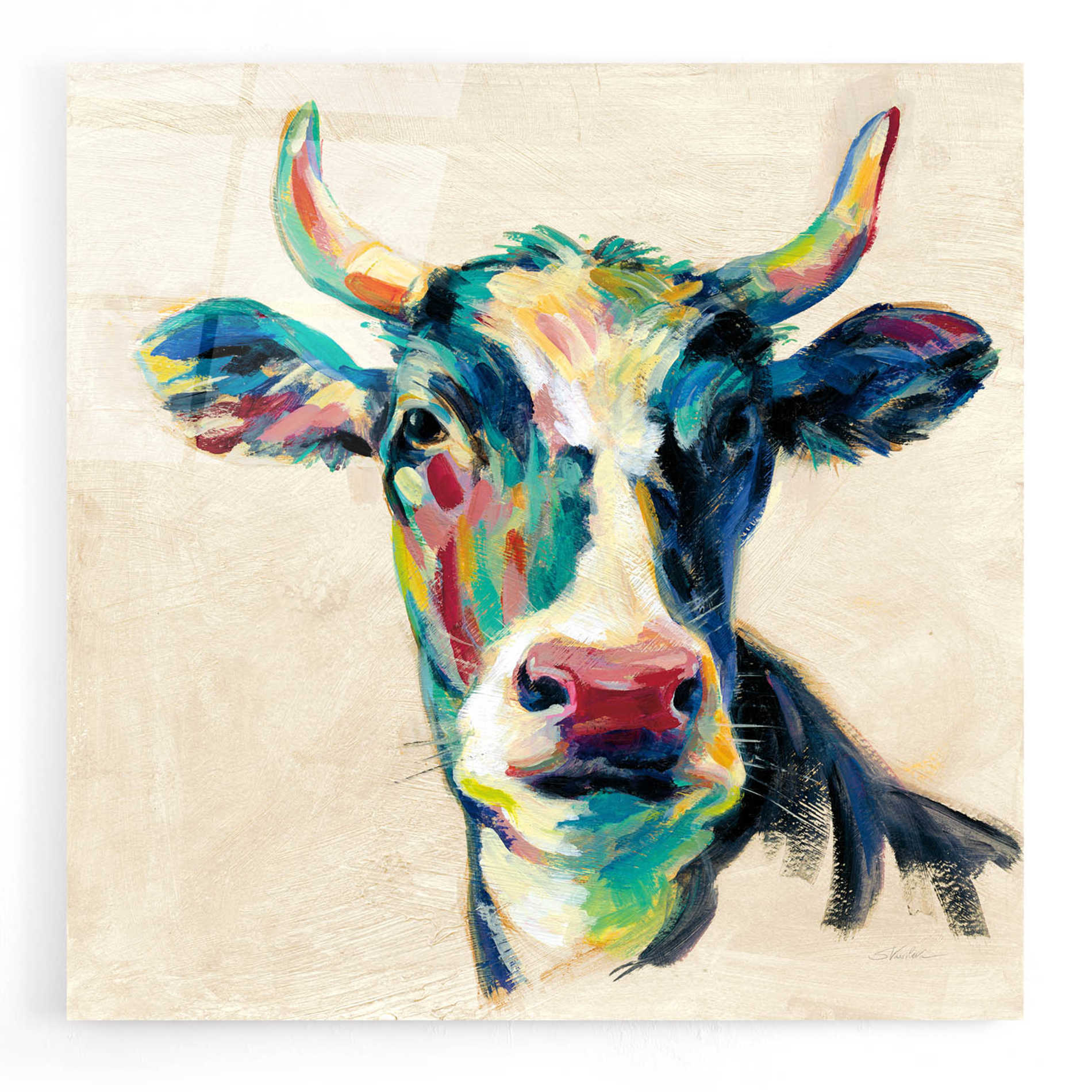 Epic Art 'Expressionistic Cow II' by Silvia Vassileva, Acrylic Glass Wall Art,12x12