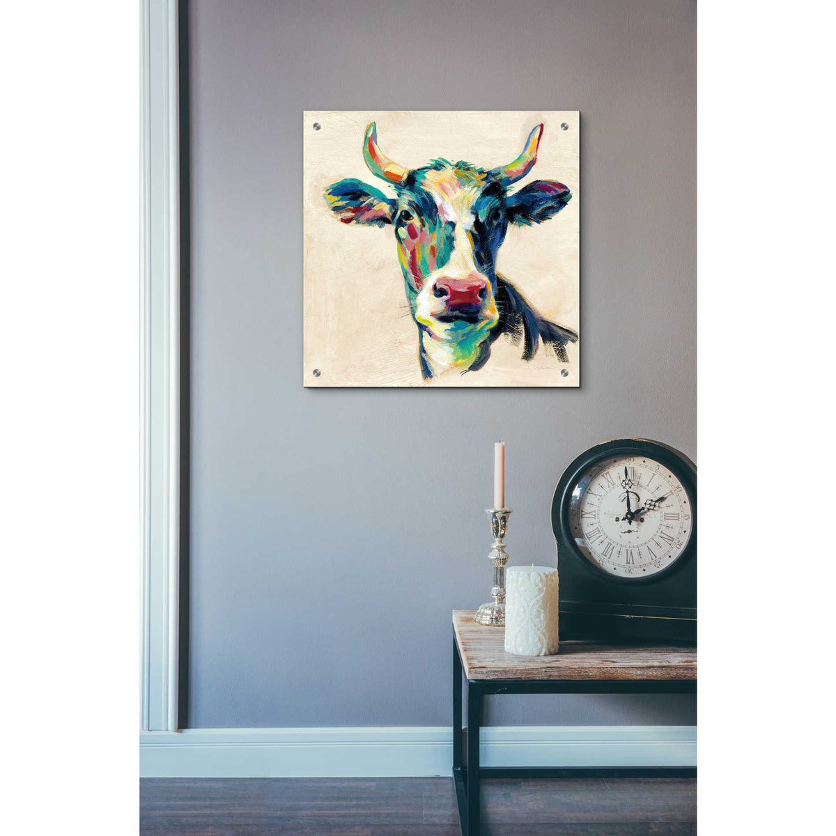 Epic Art 'Expressionistic Cow II' by Silvia Vassileva, Acrylic Glass Wall Art,24x24