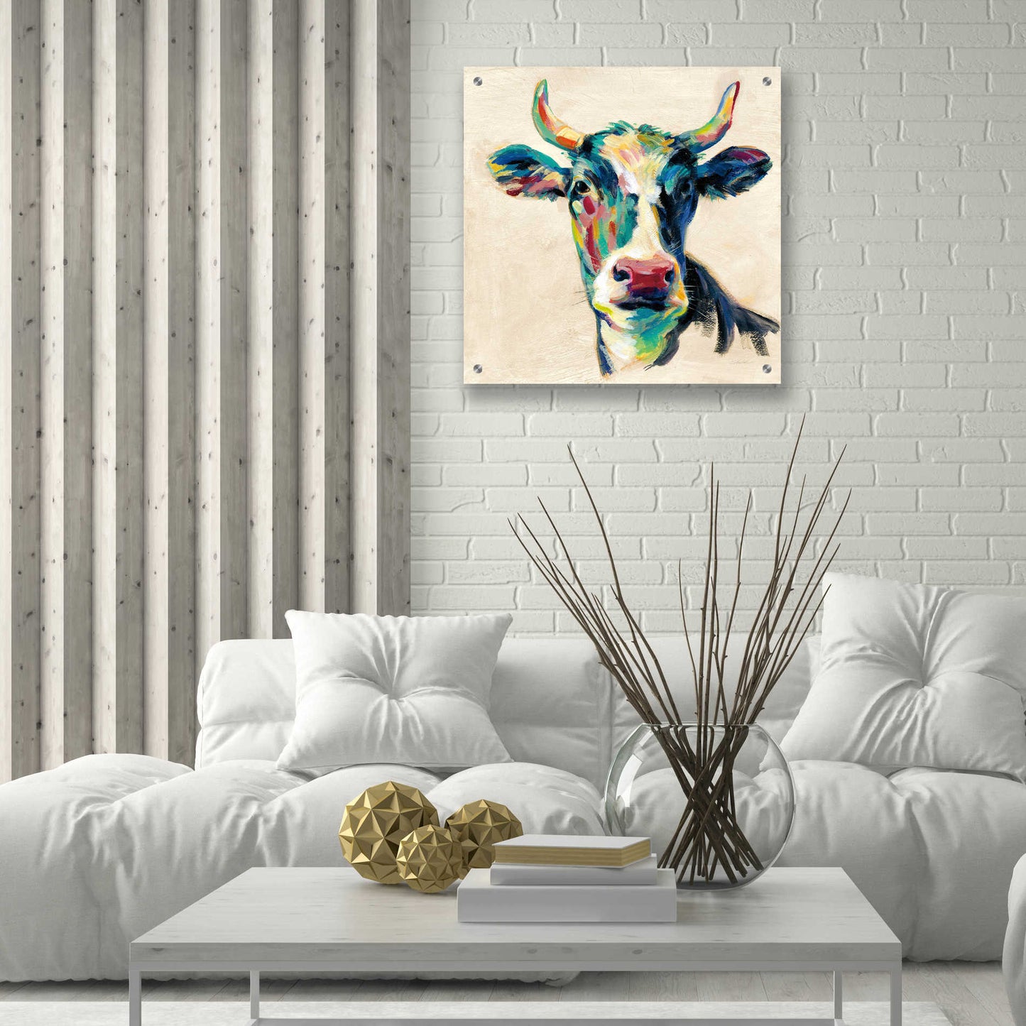 Epic Art 'Expressionistic Cow II' by Silvia Vassileva, Acrylic Glass Wall Art,24x24