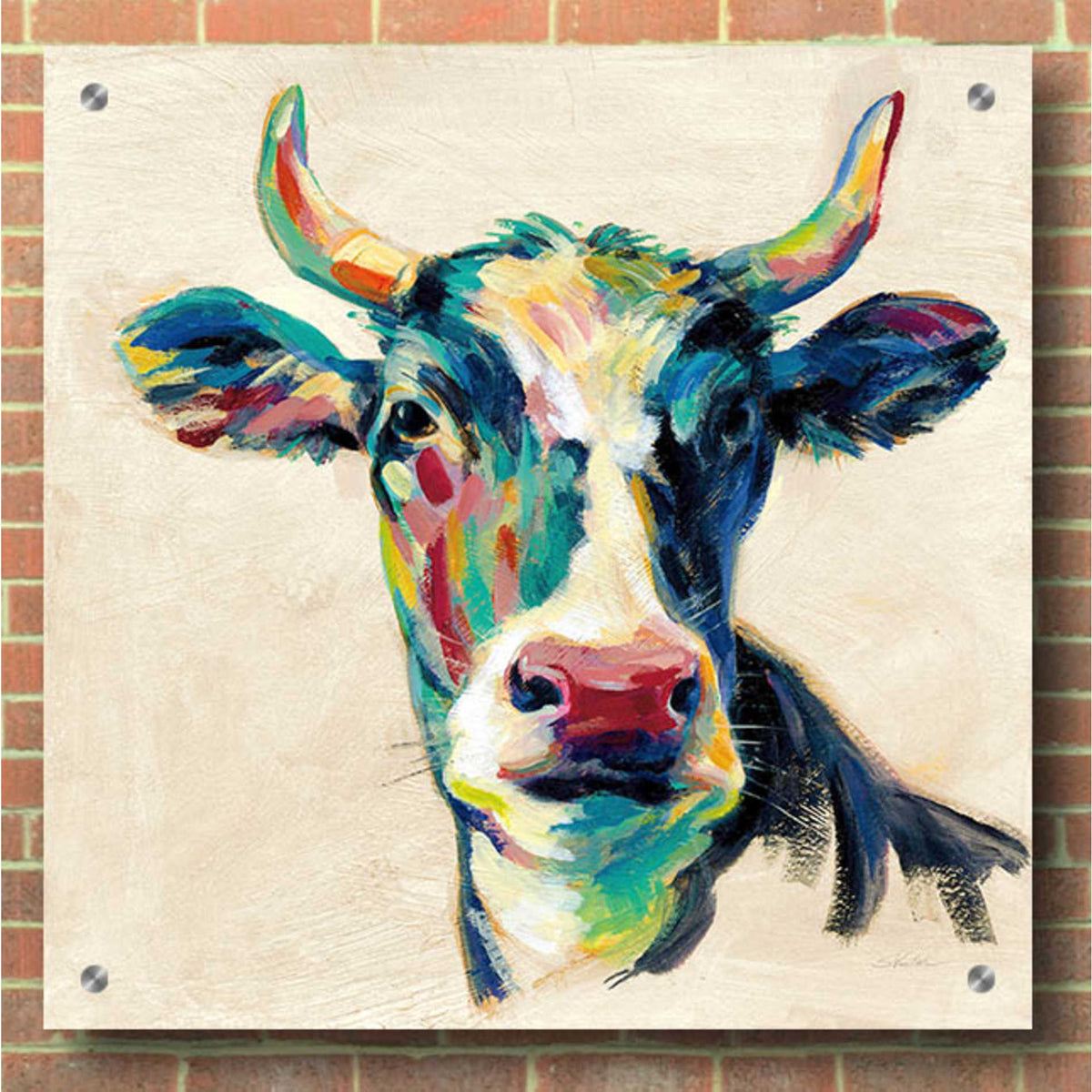 Epic Art 'Expressionistic Cow II' by Silvia Vassileva, Acrylic Glass Wall Art,36x36