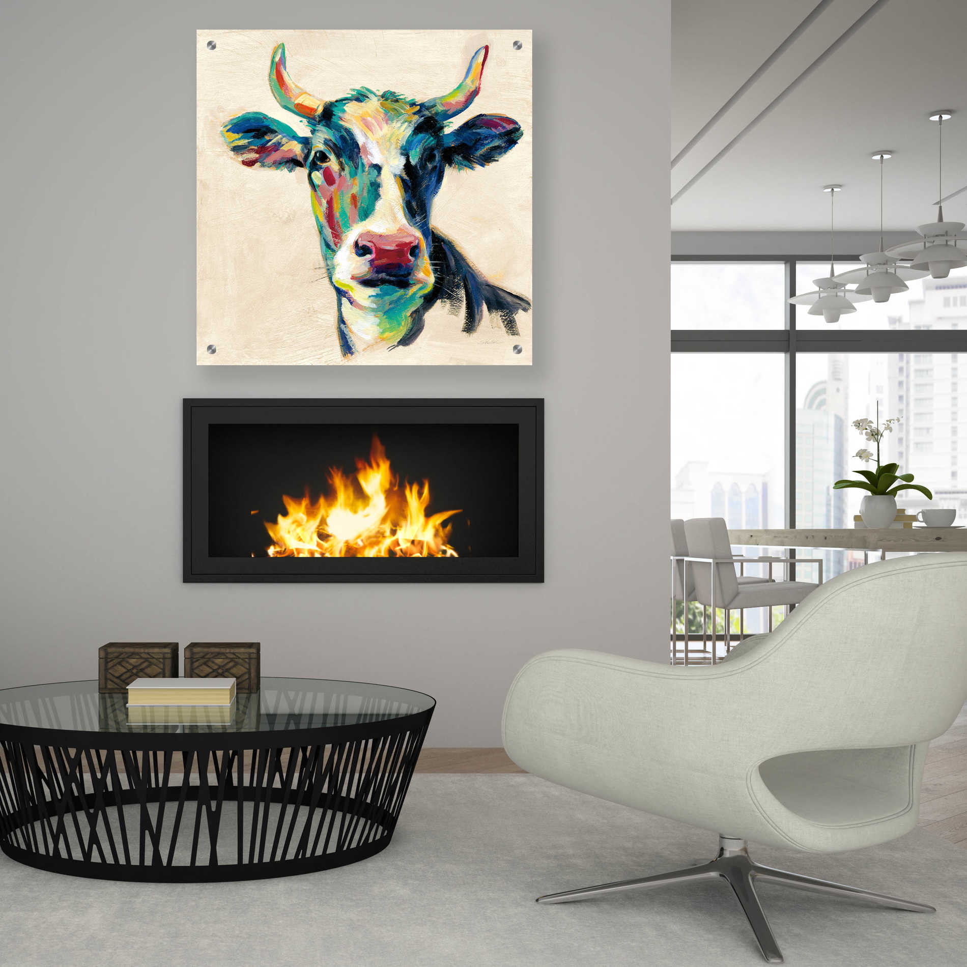 Epic Art 'Expressionistic Cow II' by Silvia Vassileva, Acrylic Glass Wall Art,36x36