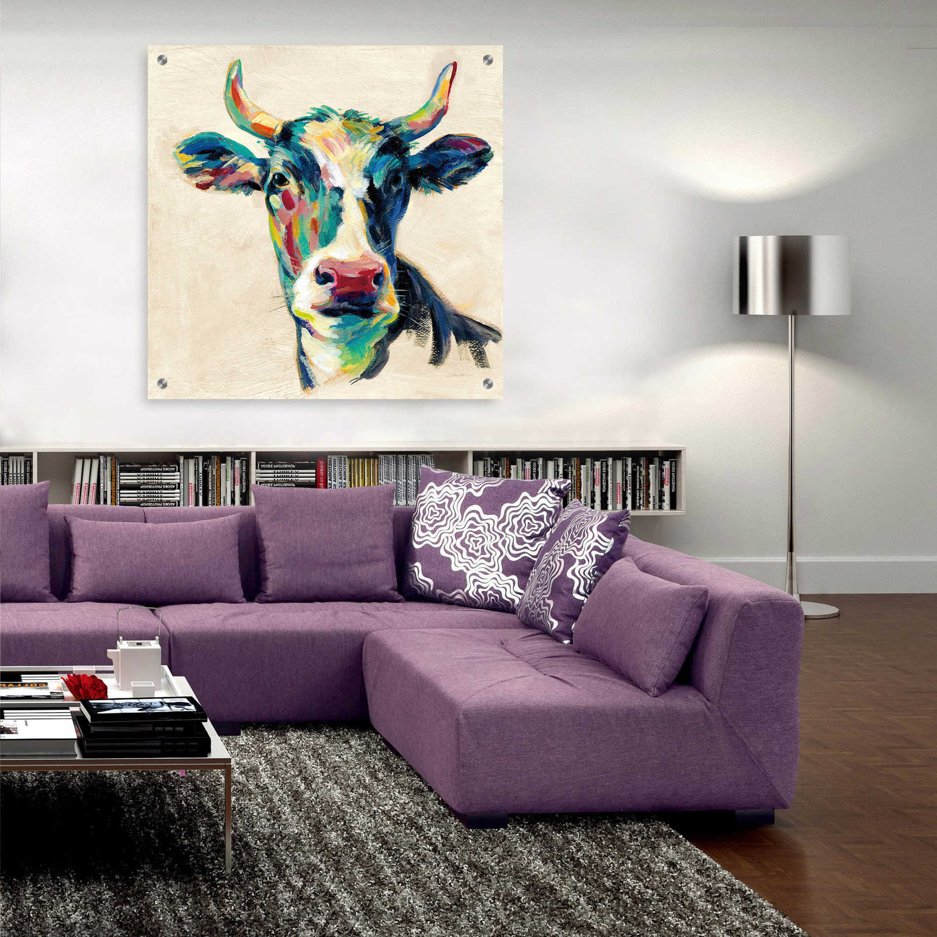 Epic Art 'Expressionistic Cow II' by Silvia Vassileva, Acrylic Glass Wall Art,36x36