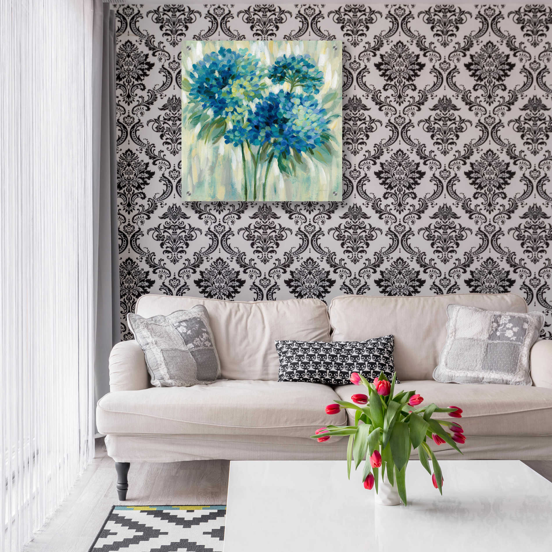 Epic Art 'Burst of Hydrangeas' by Silvia Vassileva, Acrylic Glass Wall Art,24x24